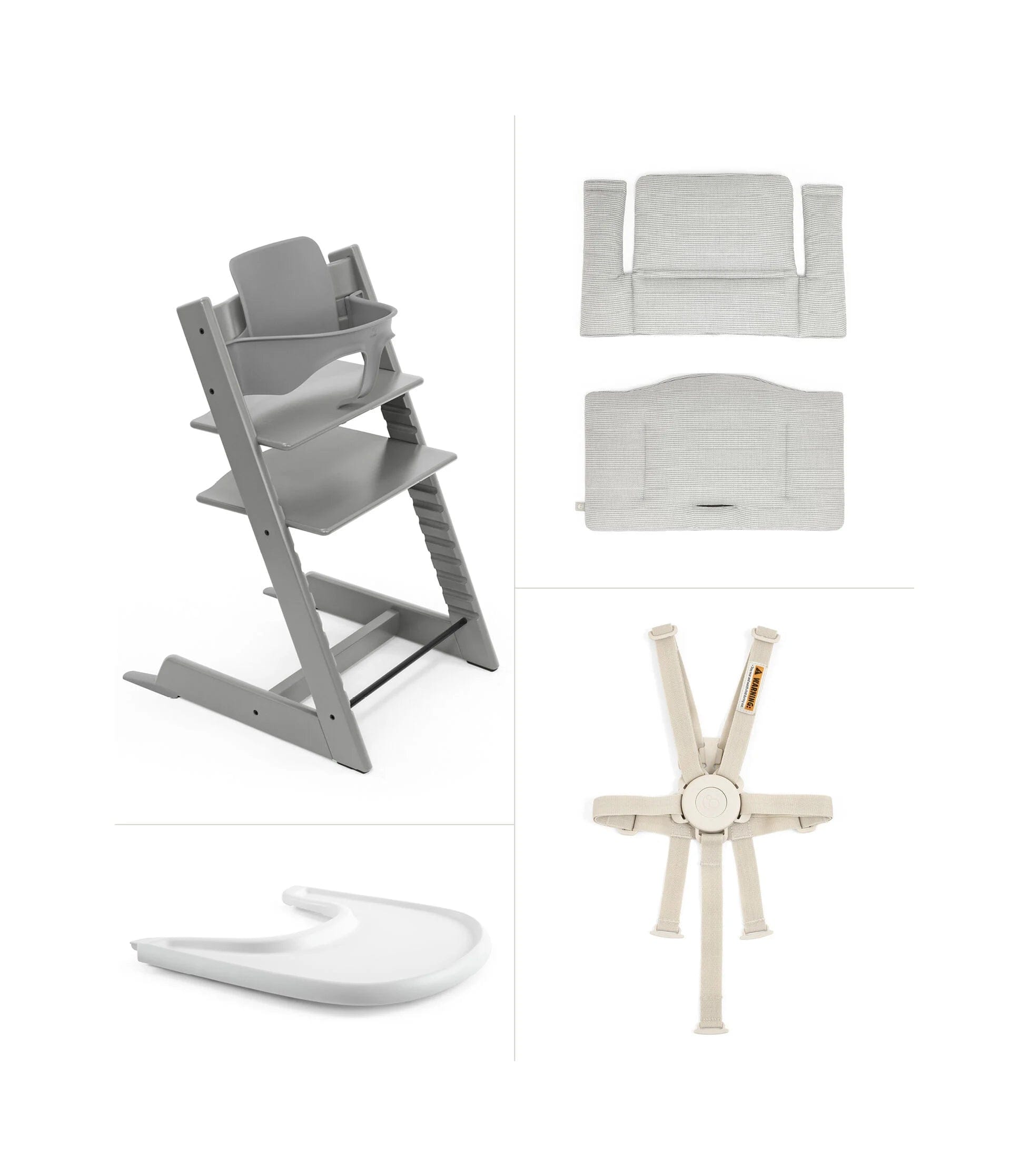 Stokke Tripp Trapp Complete High Chair with Cushion & Tray - Adjustable Baby Feeding Chair for Toddlers - Perfect for Dining, Playtime & Learning Activities