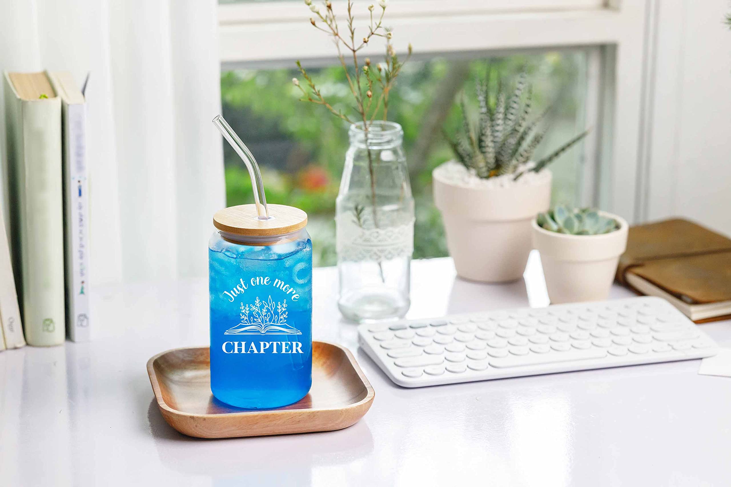 NewEleven Gifts For Book Lovers - 16 Oz Coffee Glass - Perfect Birthday Gift for Women, Her, Best Friend, Librarians, Bookaholics, Bookworms - Ideal for Reading Nooks, Book Clubs, and Cozy Evenings