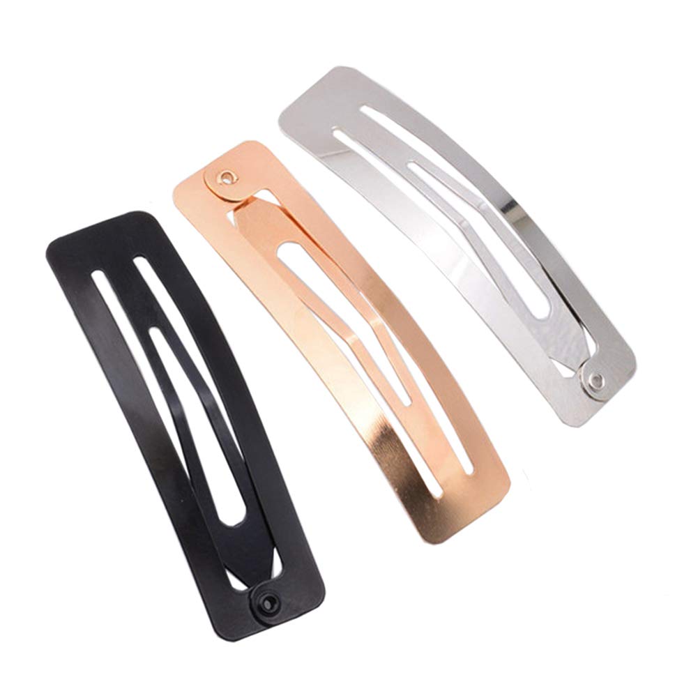30Pcs No Slip Metal Snap Hair Clips for Women & Girls - Silver, Black, Rose Gold Hair Barrettes (60mm) | Secure Hair Grip for Thin, Thick & Curly Hair | Perfect for School, Work, Parties & Everyday Styling