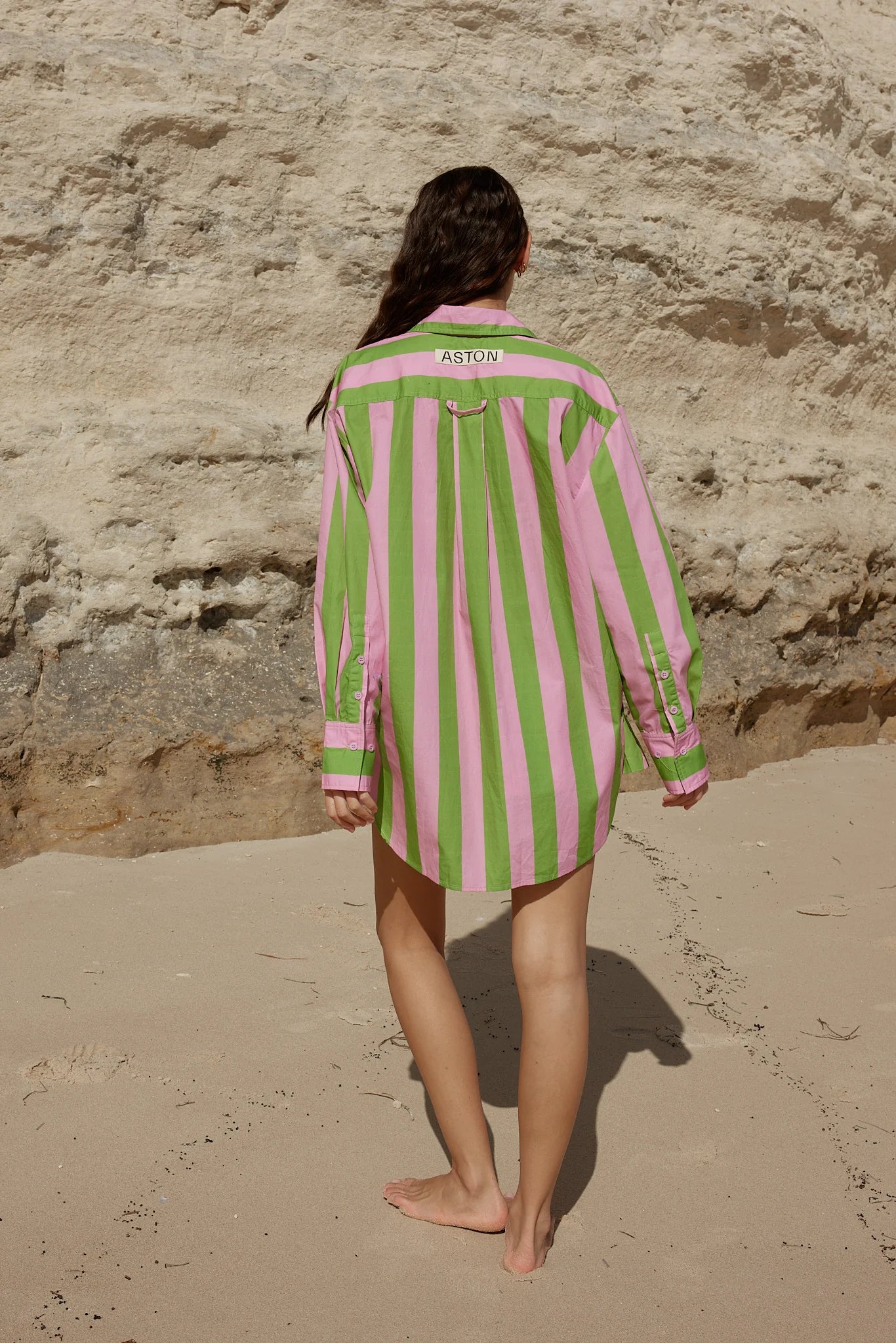 Buddy Shirt in Seagrass/Salmon Stripe - Comfortable Casual Wear for Men & Women - Perfect for Beach Outings, Summer Parties and Everyday Style