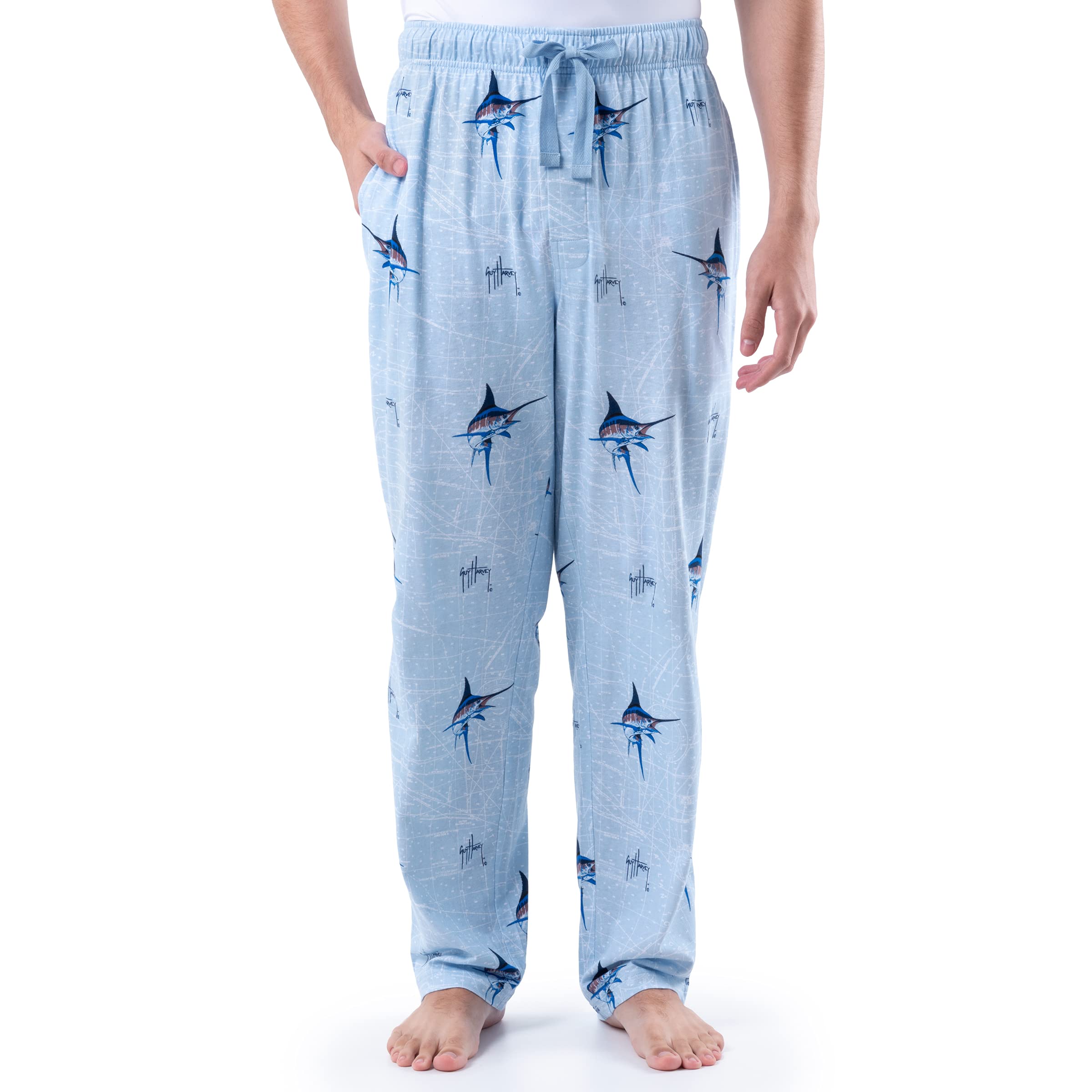 Guy Harvey Men's Jersey Knit Sleep Pants - Soft & Comfortable Lounge Pants for Relaxing at Home, Sleeping, or Casual Wear