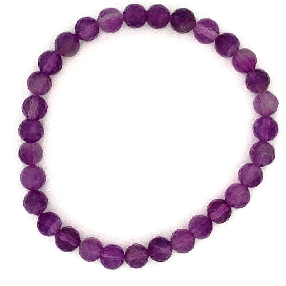 Natural Amethyst Gemstone Faceted Bead Stretch Bracelet for Women - Healing Crystal Jewelry for Meditation, Yoga & Spiritual Wellness