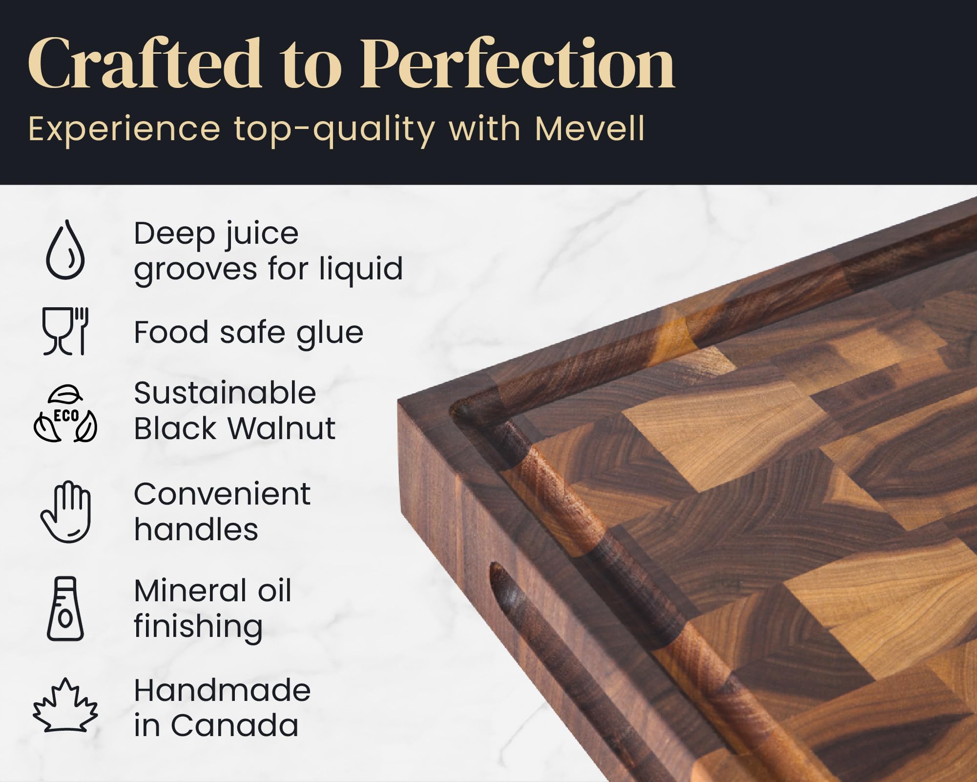 Premium Walnut Wood Cutting Board for Kitchen - Reversible Chopping Board with Juice Grooves & Handles - 20