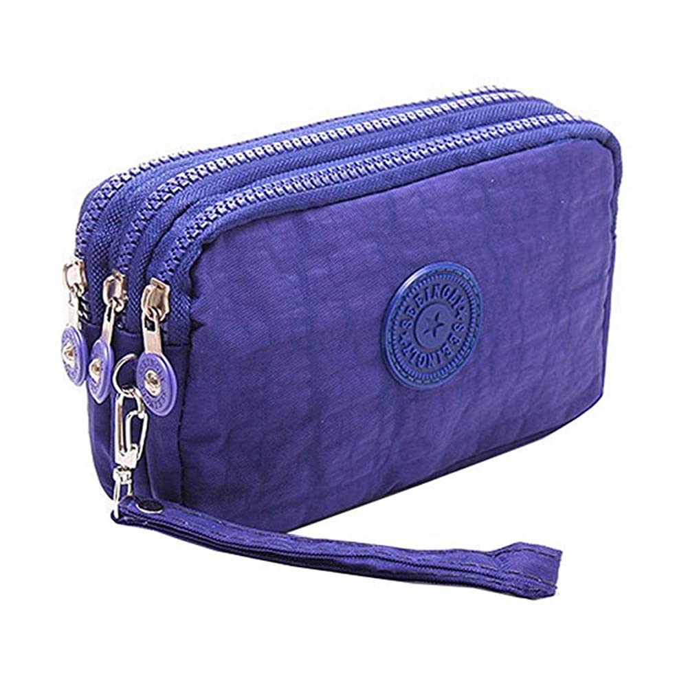 Multifunctional 3-Layer Zipper Key Card Phone Pouch - Large Capacity Coin Purse & Wallet with Metal Zipper for Women - Perfect for Handbags, Waist Bags & Travel (Purple Blue) - Ideal for Everyday Use, Shopping & Outdoor Activities