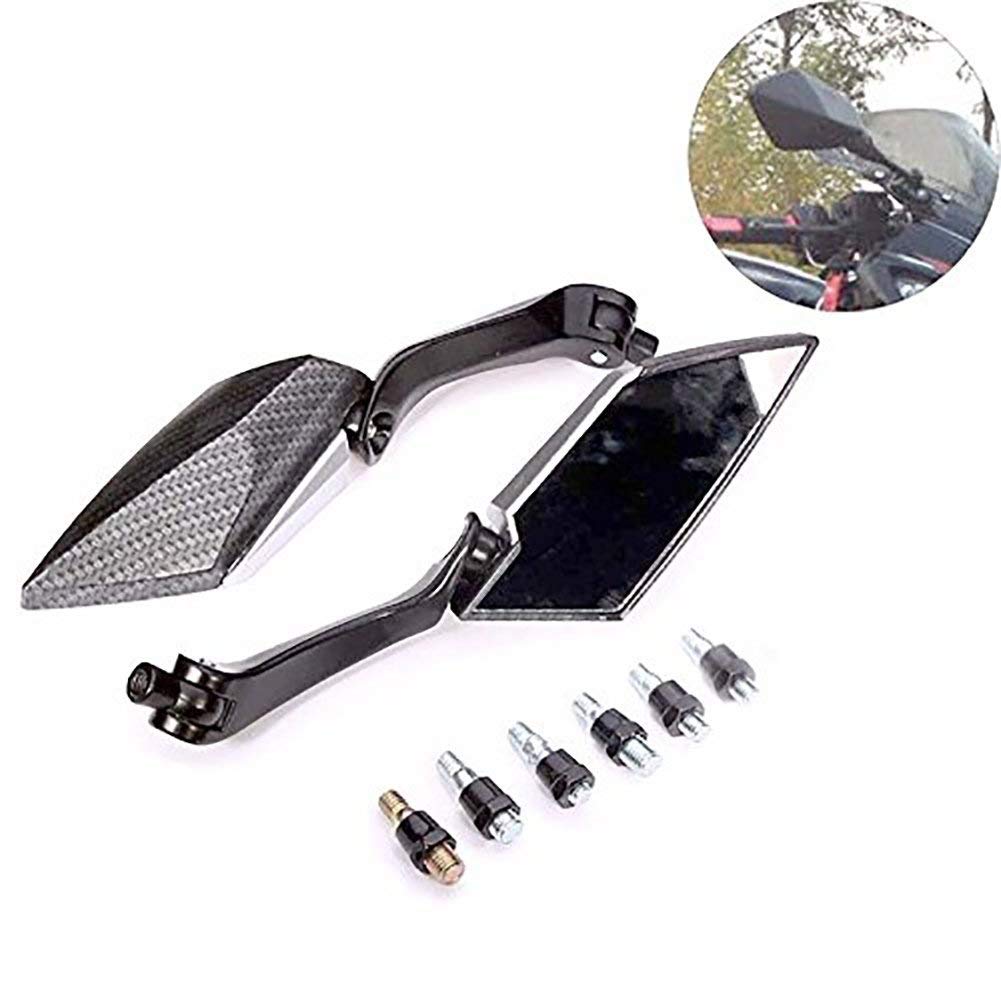 180 Degree Rotating Universal Aftermarket Mirrors - Compatible with Honda, Suzuki, Yamaha, Kawasaki Motorcycles - Enhances Safety and Visibility for Street Bikes, Cruisers & Touring Bikes