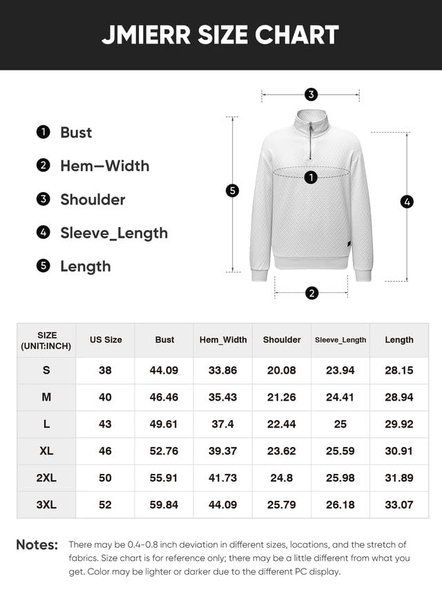 JMIERR Men's Quarter Zip Waffle Knit Sweatshirt - Long Sleeve Casual Pullover with Geometric Texture | Solid Color Polo Style for Outdoor Activities & Office Wear