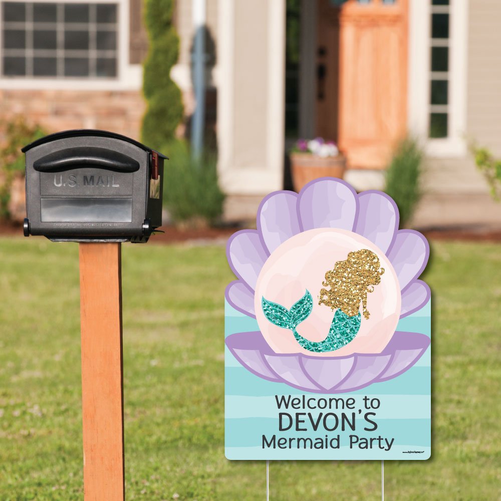 Custom Let's Be Mermaids Personalized Welcome Yard Sign - Baby Shower & Birthday Party Decorations - Outdoor & Indoor Celebration Decor for Girls