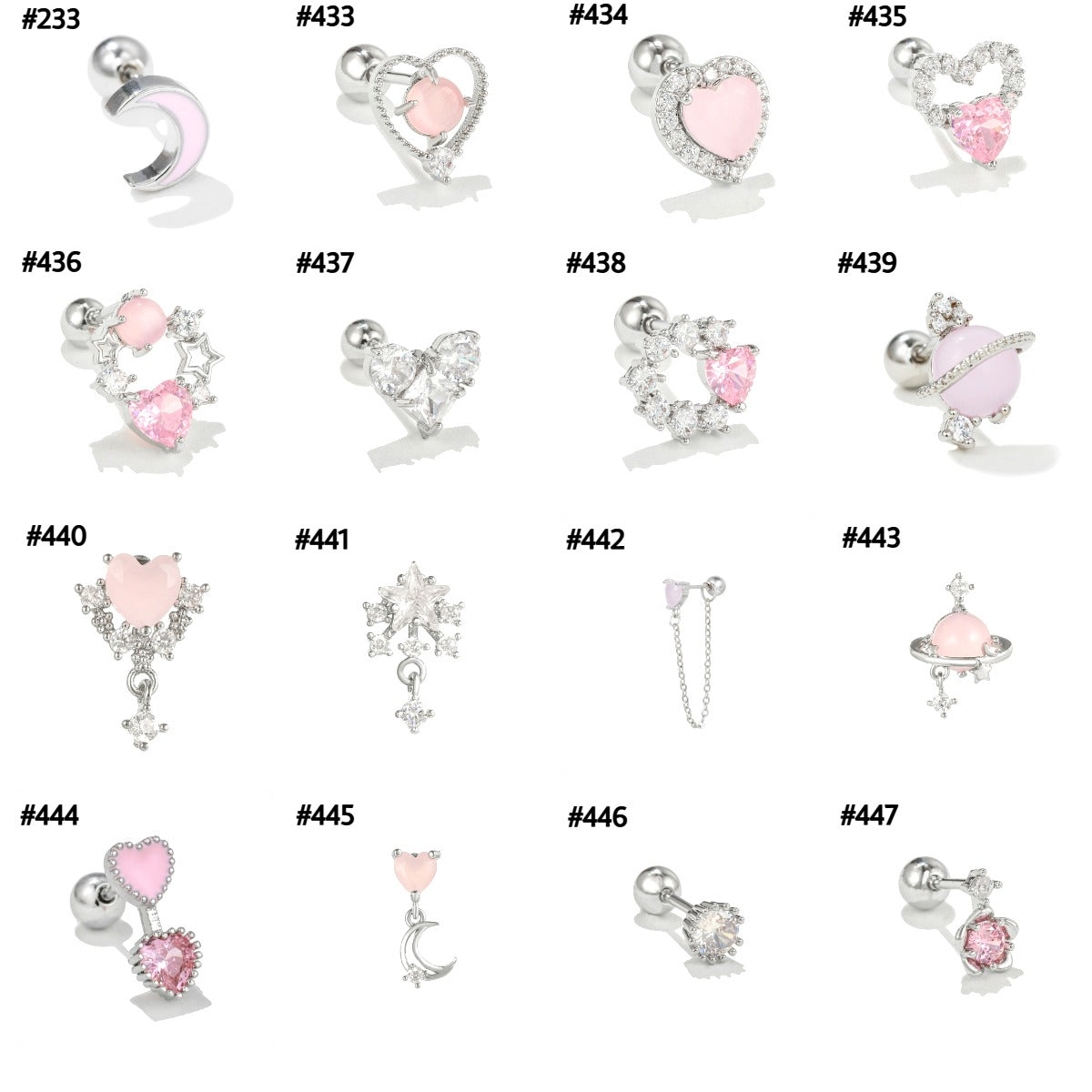 20G Pink Sweet Heart Forward Helix Conch Earrings for Women | Cartilage Hoop Earrings | EGD0433 | Perfect for Daily Wear, Parties & Gifts