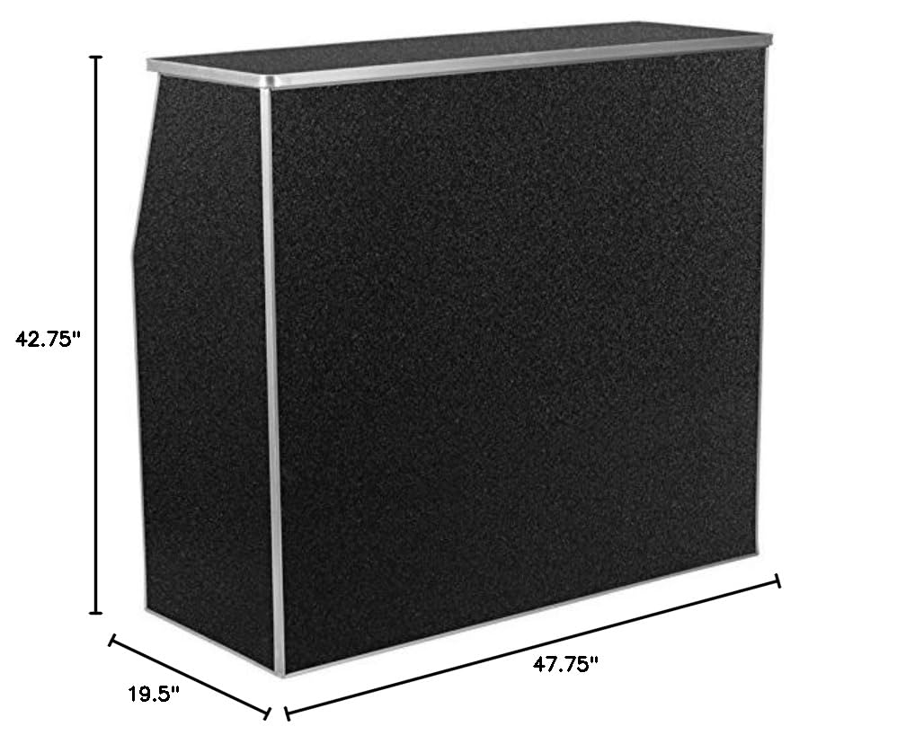 Flash Furniture 4-Foot Folding Portable Bar with Shelves - Black Marble Laminate Mobile Bar for Parties, Events & Home Entertaining - Compact Foldable Design for Indoor & Outdoor Use