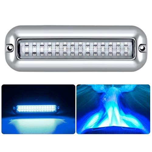 Kawell 42 LED Boat Lights - Waterproof IP68 Stainless Steel Underwater Pontoon Marine Navigation Lights - Blue | Perfect for Night Fishing, Boat Parties & Dock Lighting