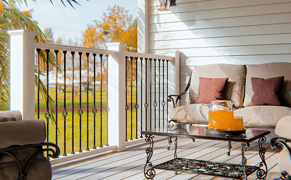 16 Pack Decorative Hollow Iron Balusters for Staircases & Decks - Single Basket & Double Twist Design with 1/2
