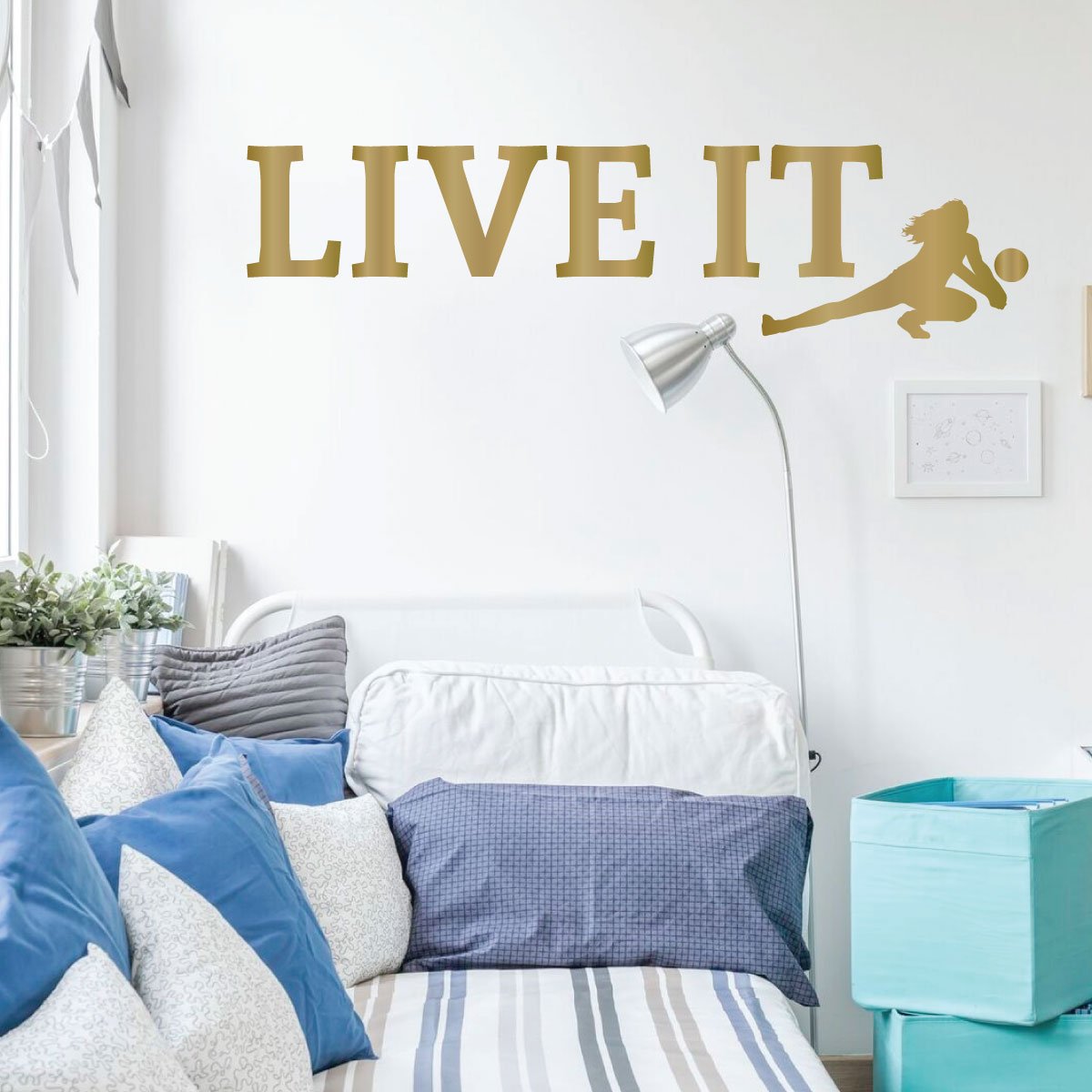Volleyball Wall Decal - 'Live It' Vinyl Sticker for Girls Bedroom & Playroom - Sports Themed Room Decor - Perfect for Volleyball Lovers & Teen Athletes