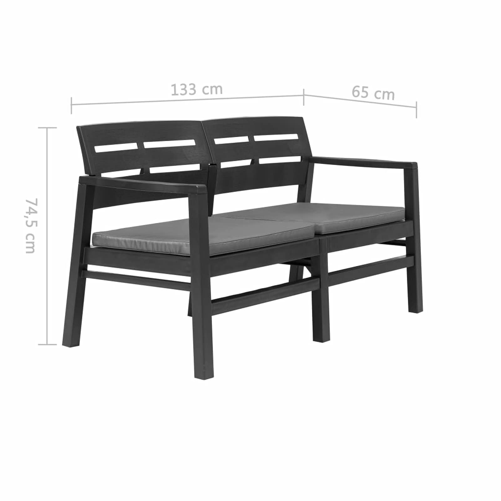 Waterproof 2-Seater Patio Bench with Cushions - 52.4