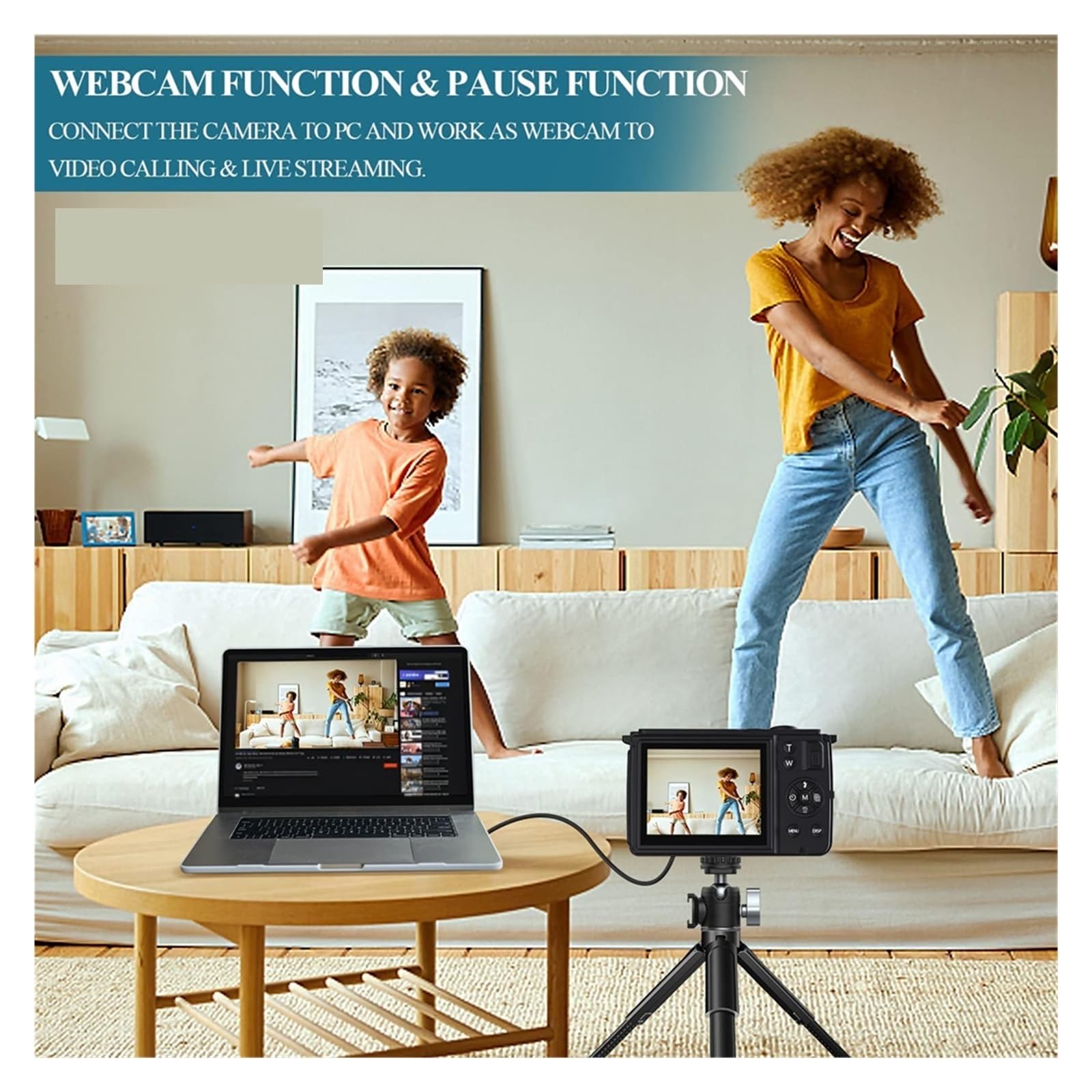 64MP Dual Screen Video Camera with 4K UHD, 16X Zoom - Perfect for Vlogging, Selfie Recording, Live Streaming & YouTube Content Creation (Includes 64GB Card & Extra Battery) - Ideal for Travel, Events, and Home Video Projects