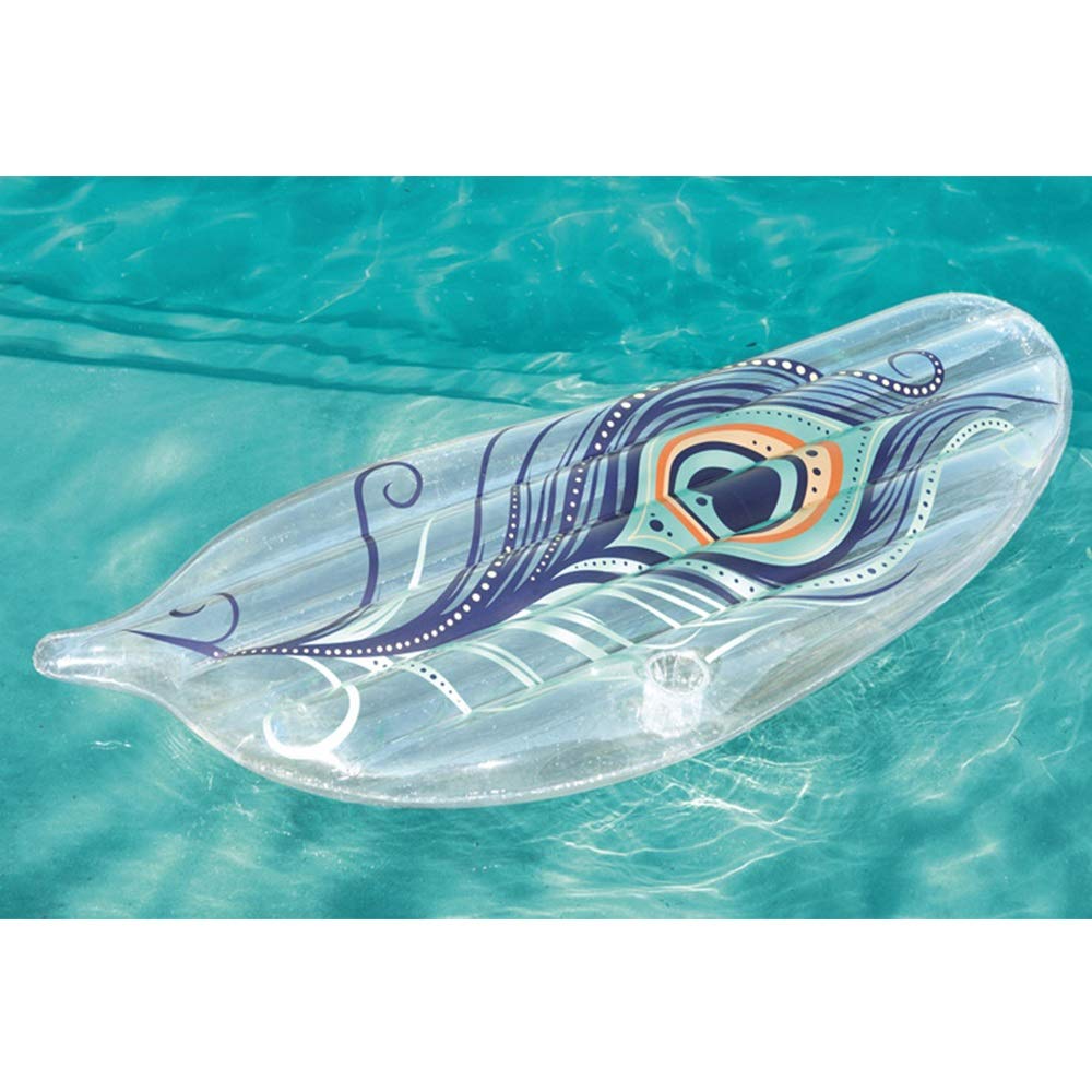 Premium Inflatable Pool Float Airbed Sofa - 189x79cm Transparent Feather Design with Drainage Holes - Perfect for Summer Beach, Pool Relaxation & Water Lounging