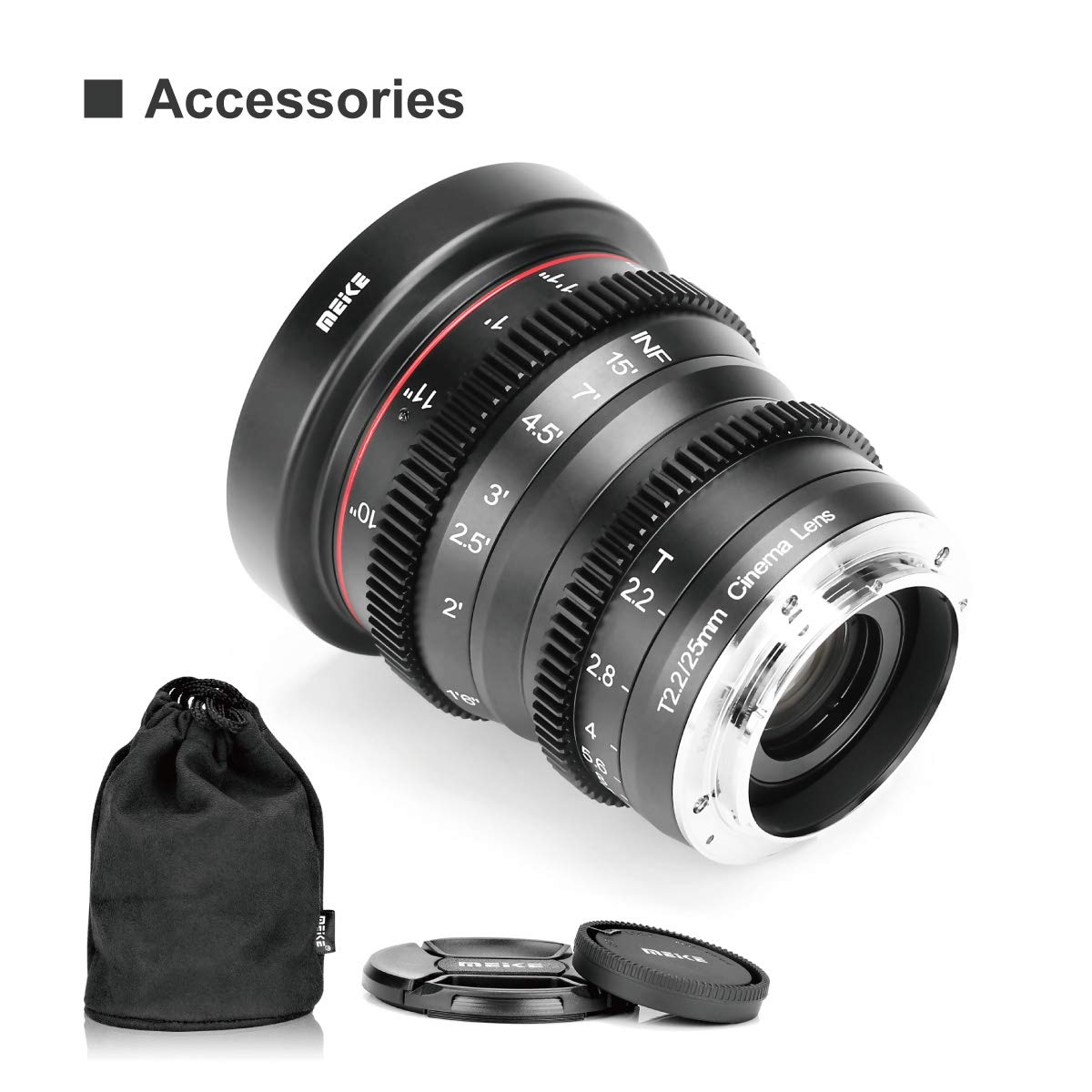 Meike 25mm T2.2 Manual Focus Prime Mini Cinema Lens for Micro Four Thirds MFT M43 Mount Cameras - Perfect for Filmmaking, Vlogging & Low Light Photography