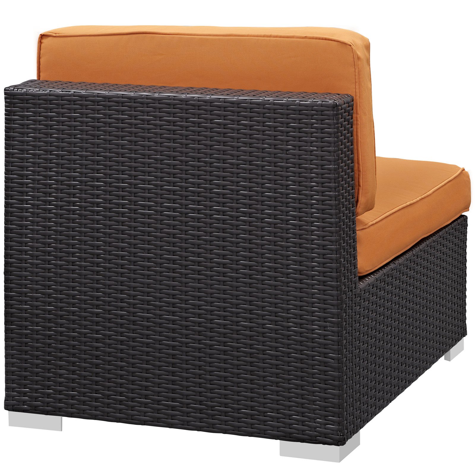 Modway Convene Armless Outdoor Patio Sectional Sofa - Espresso Orange - Weather-Resistant Wicker Furniture for Backyard, Poolside & Garden Relaxation