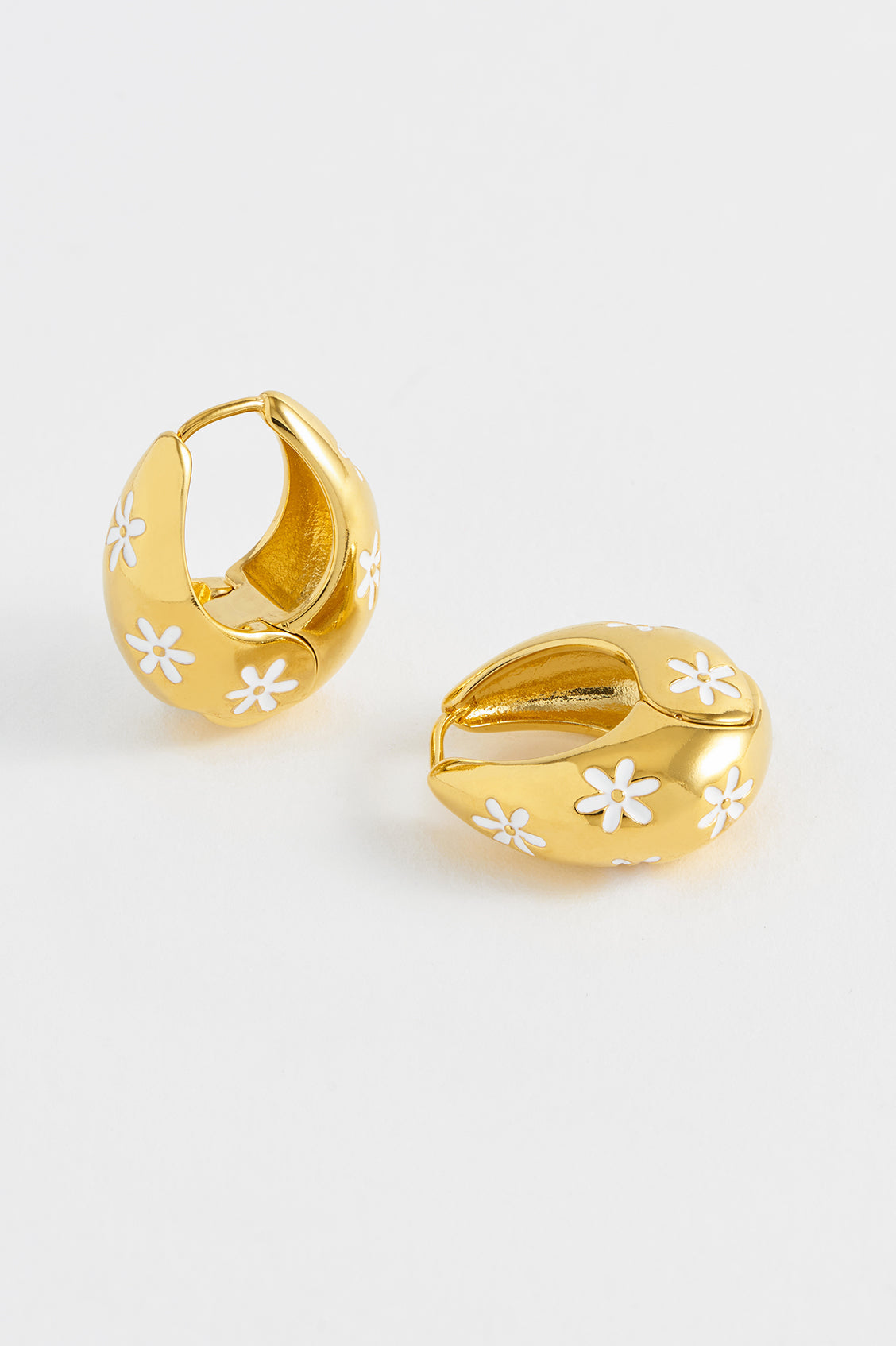 Chunky Floral Hinge Hoop Earrings for Women - Boho Dangle Drop Earrings for Everyday Wear & Special Occasions