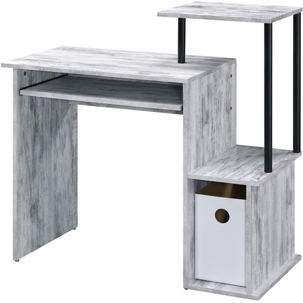 Acme Lyphre Solid Wood Computer Desk - Antique White & Black Home Office Desk for Work & Study | Perfect for Small Spaces, Remote Work & Gaming Setup