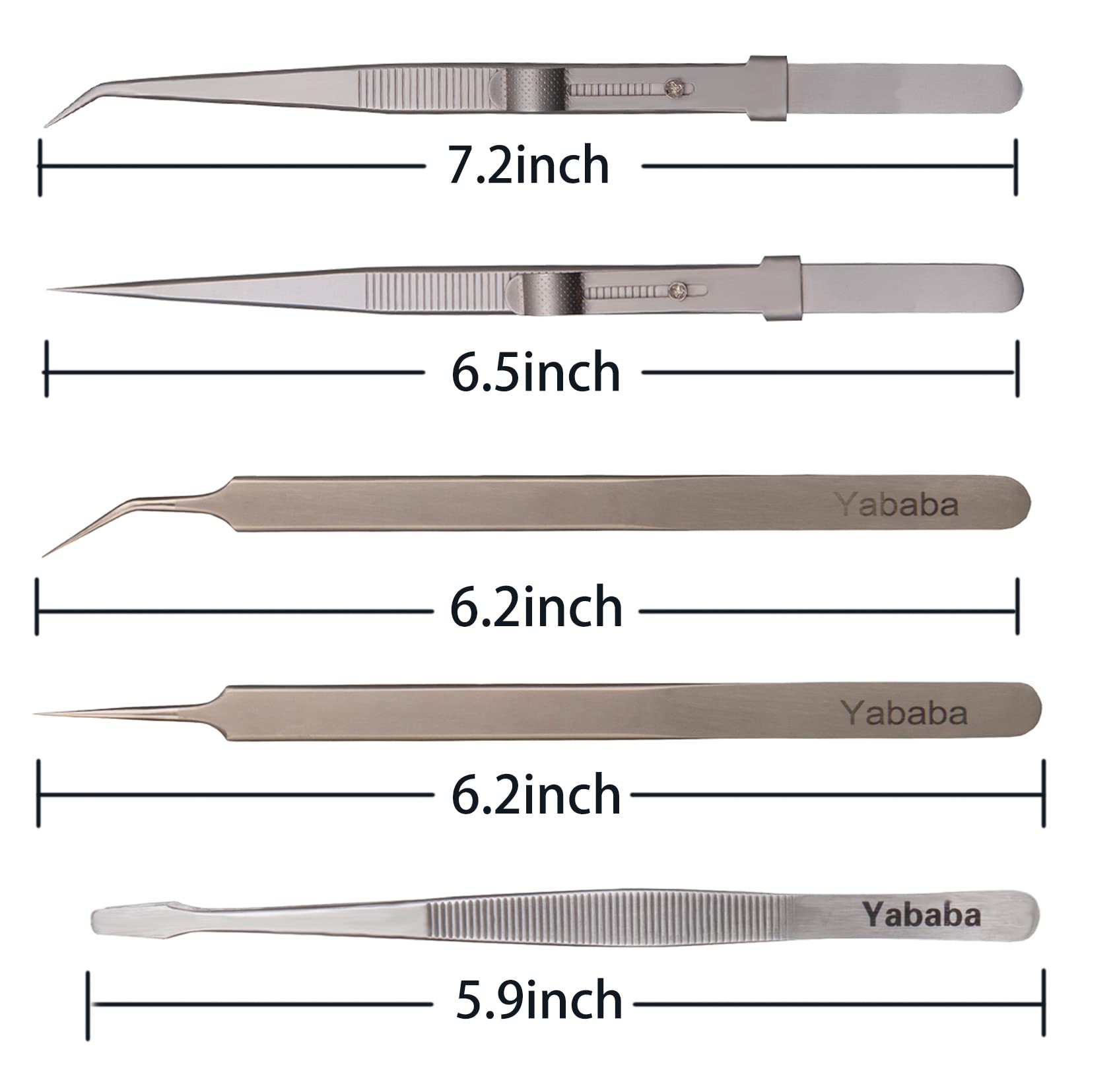 5-Piece Precision Stainless Steel Anti-Static Tweezers Set for Electronics Repair, Jewelry Making, Watch & Car Machine Maintenance - Ideal for Labs, Crafts & Soldering Projects