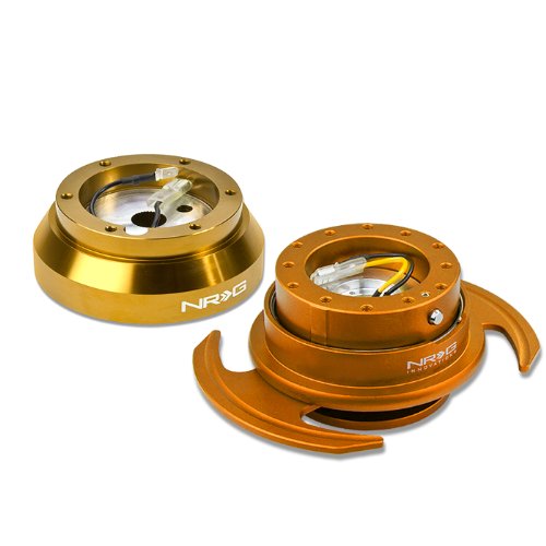 NRG Innovations SRK-140H-RG+650RG 6-Hole Aluminum Ball Bearing Steering Wheel Quick Release Hub Adapter with Handle - Rose Gold (Gen 3.0) | Perfect for Racing Simulators, Drift Cars & Custom Vehicle Builds
