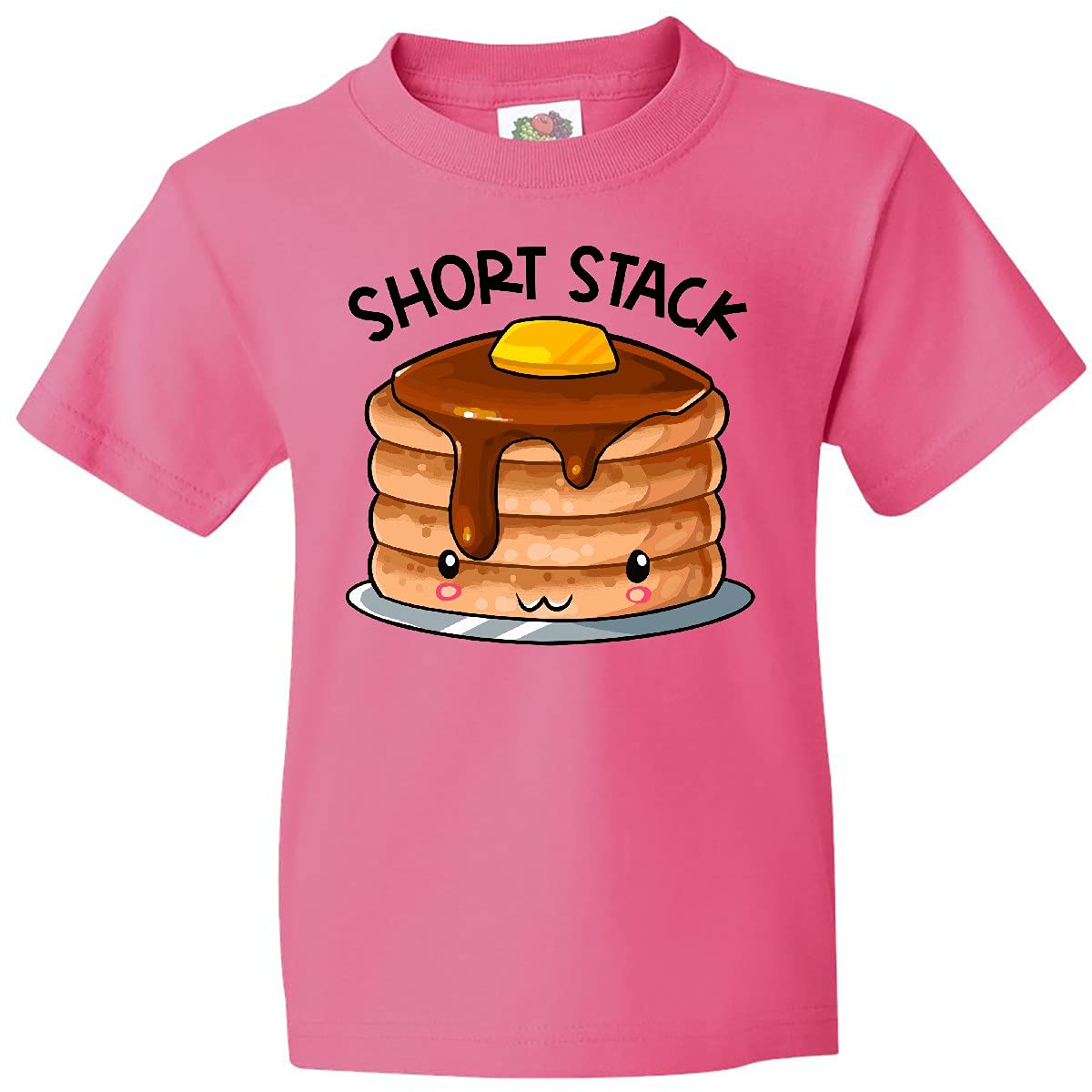 Inktastic Short Stack Cute Pancake Breakfast Youth T-Shirt - Fun Kids Graphic Tee for Breakfast Lovers - Perfect for Family Brunch, School Days & Weekend Outfits