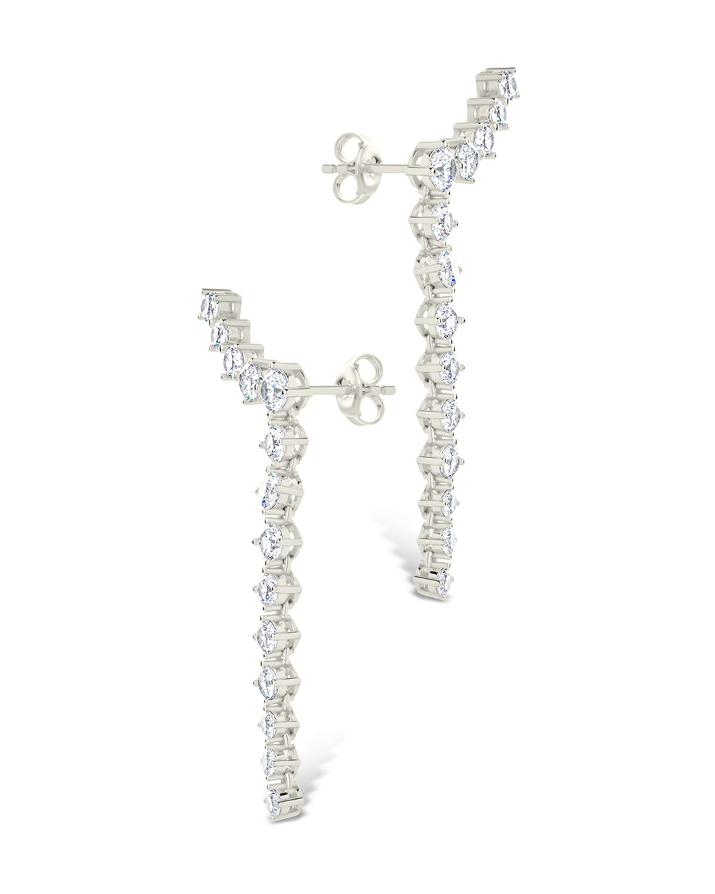 Sterling Silver Ziggy CZ Crawler Stud Earrings for Women - Sparkling Cubic Zirconia Fashion Jewelry - Perfect for Parties, Weddings & Everyday Wear