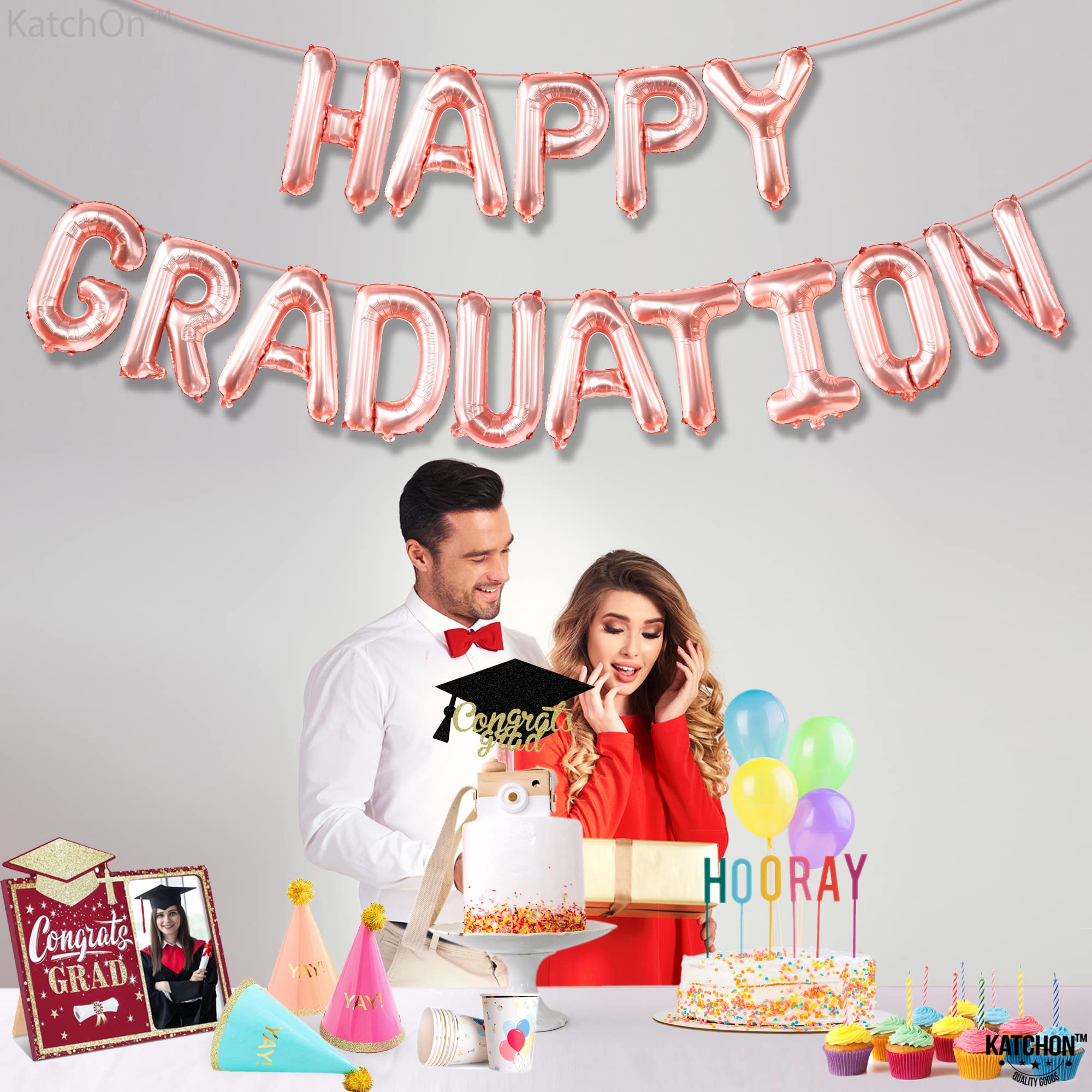 16 Inch Rose Gold Graduation Balloons - Class of 2025 Foil Balloons for Graduation Party Decorations | Happy Graduation Decor 2025 | Perfect for Graduation Ceremonies, Parties & Photo Backdrops