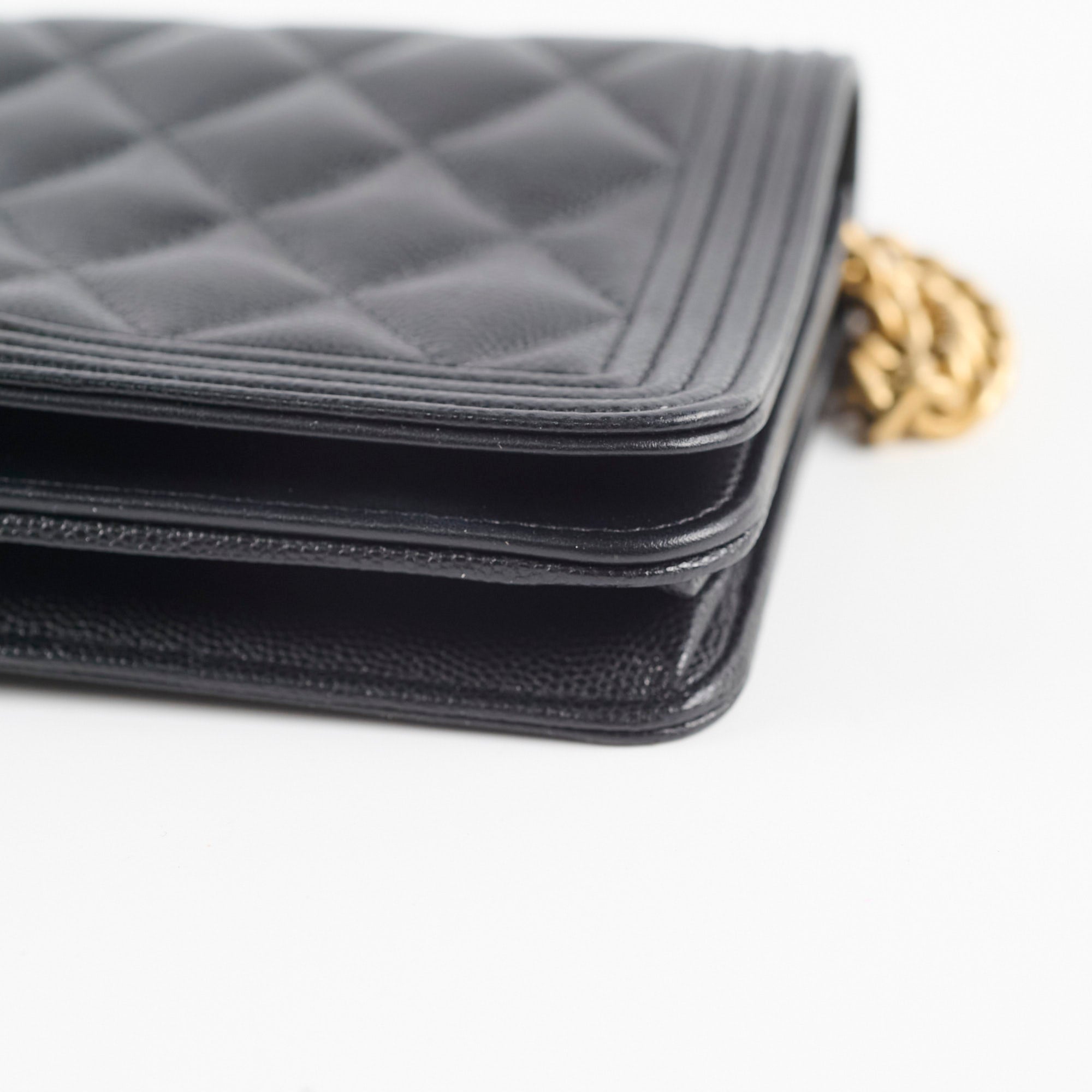 Chanel Caviar Leather Boy Wallet on Chain WOC Black Crossbody Bag for Women | Luxury Designer Handbag for Evening Out & Special Occasions