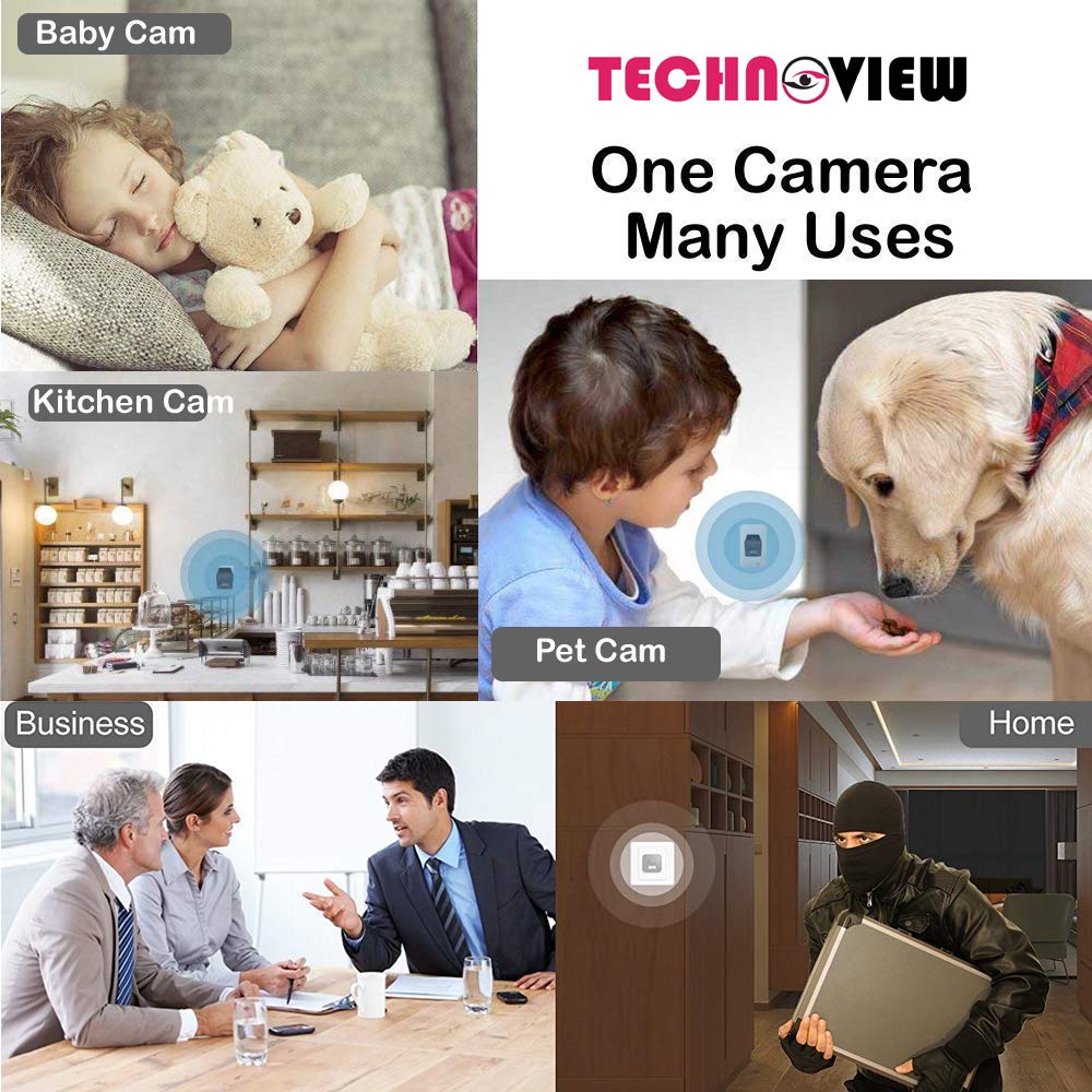 TECHNOVIEW WiFi Security Camera 1080P HD Wireless Indoor Camera with Night Vision, Motion Detection & 2-Way Audio - Home & Office Surveillance for Baby Monitor, Pet Camera, and Nanny Cam