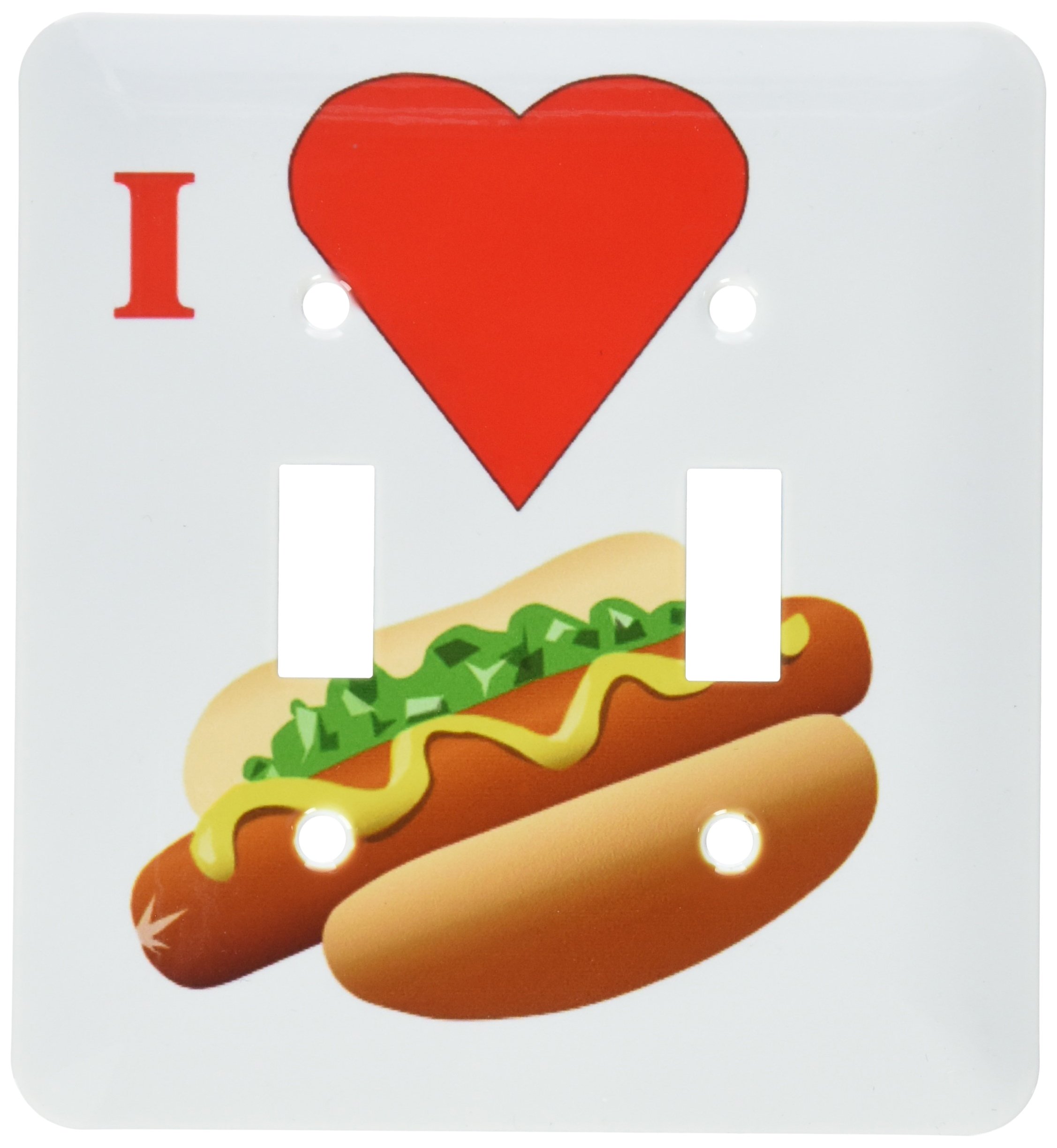 3D Rose I Love Hot Dogs Double Toggle Switch - Decorative Switch Plate Cover for Kitchen, Bedroom, Office (Ideal for Hot Dog Lovers & Home Decor)