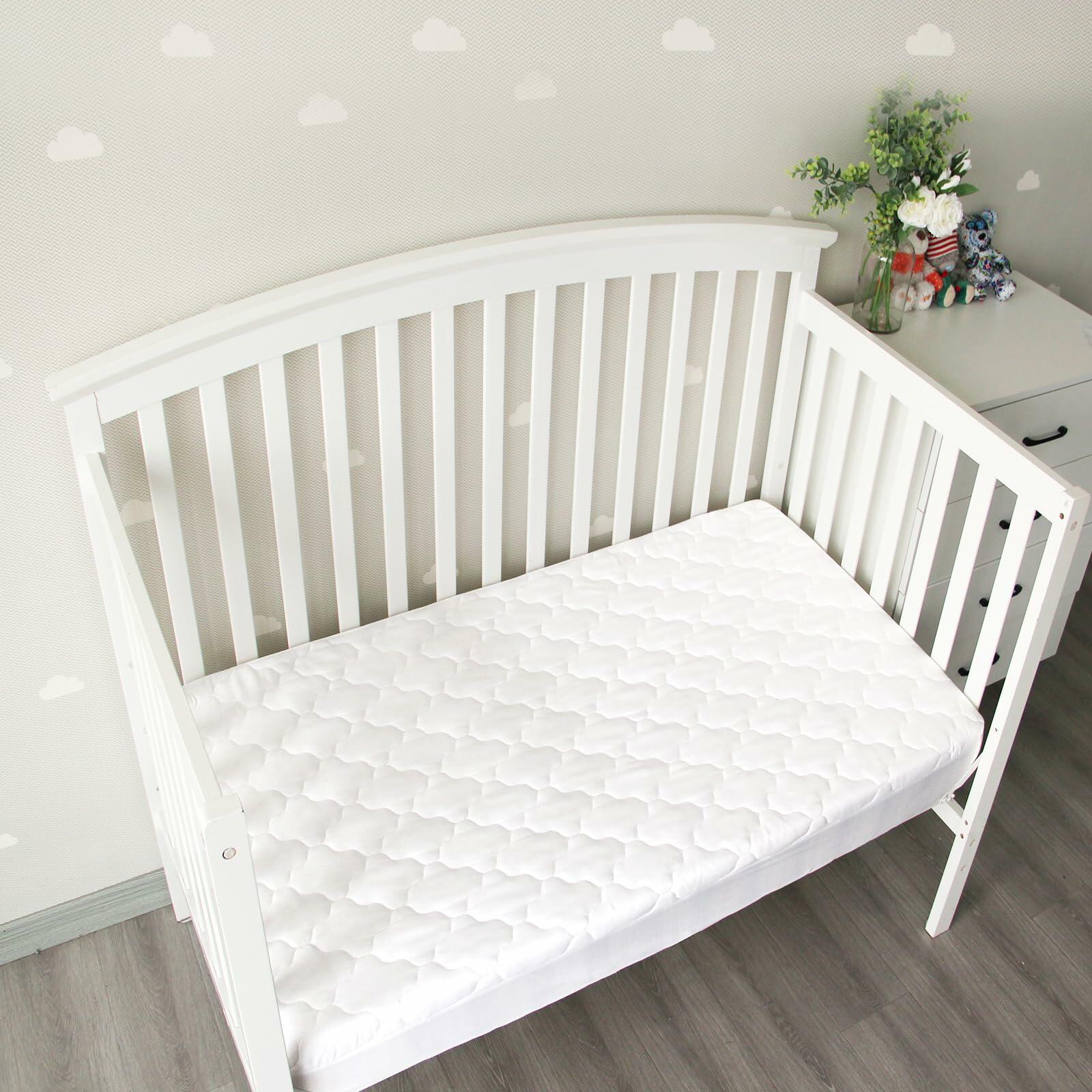 2 Pack Waterproof Fitted Crib Mattress Protector Sheets - Quilted, Breathable, 52