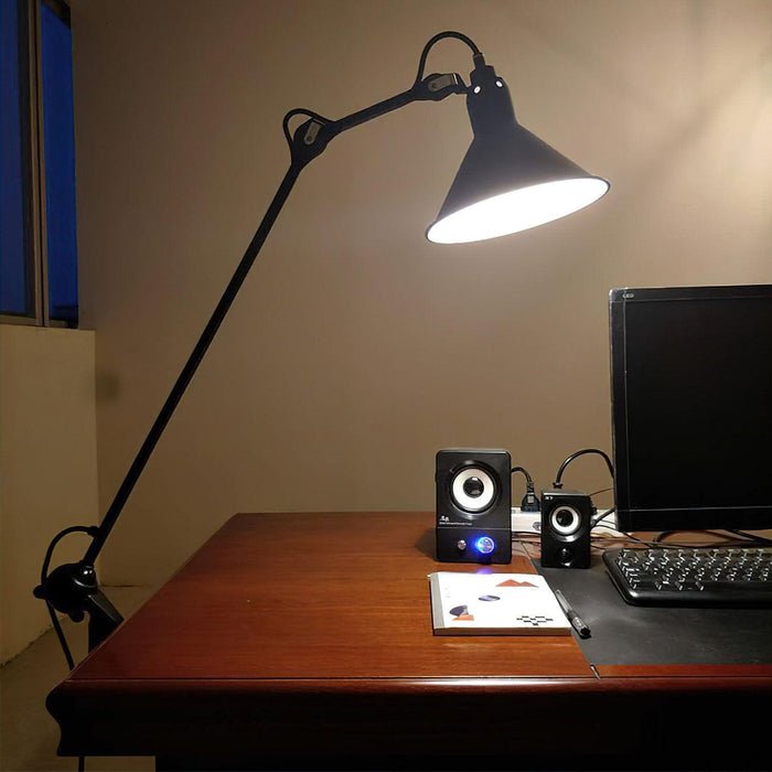 Versa Glide Clamp Table Lamp - Adjustable LED Desk Light with Flexible Gooseneck, Dimmable Brightness for Home Office, Study, Reading & Bedside Night Light