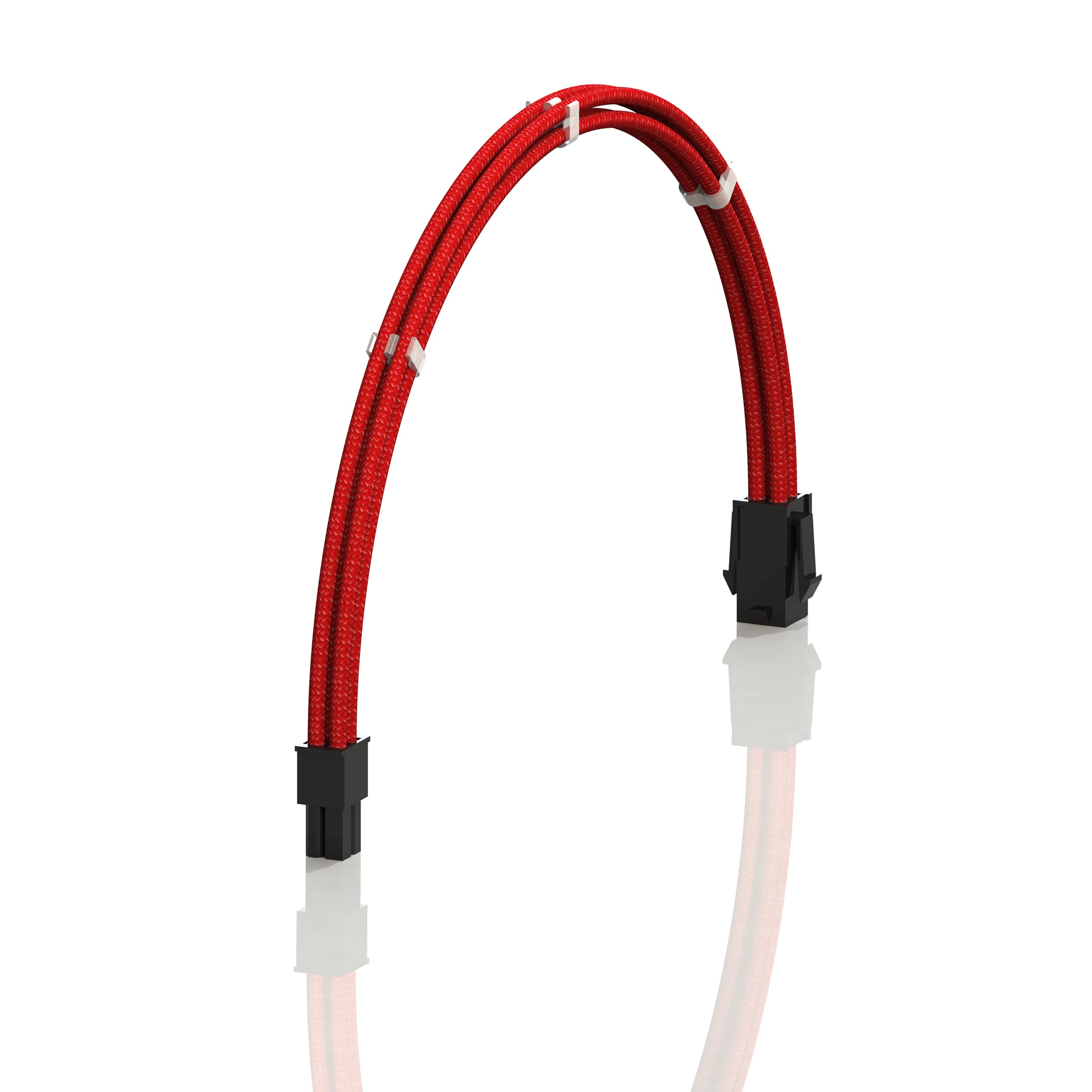 LINKUP - 50cm EPS 4 Pin CPU ATX Motherboard PSU Power Supply Extension Cable with Combs | Braided Sleeve Custom Mod | Strong & Stiff Design | Single Pack 500mm Red | Perfect for PC Gaming Builds & Custom Cable Management