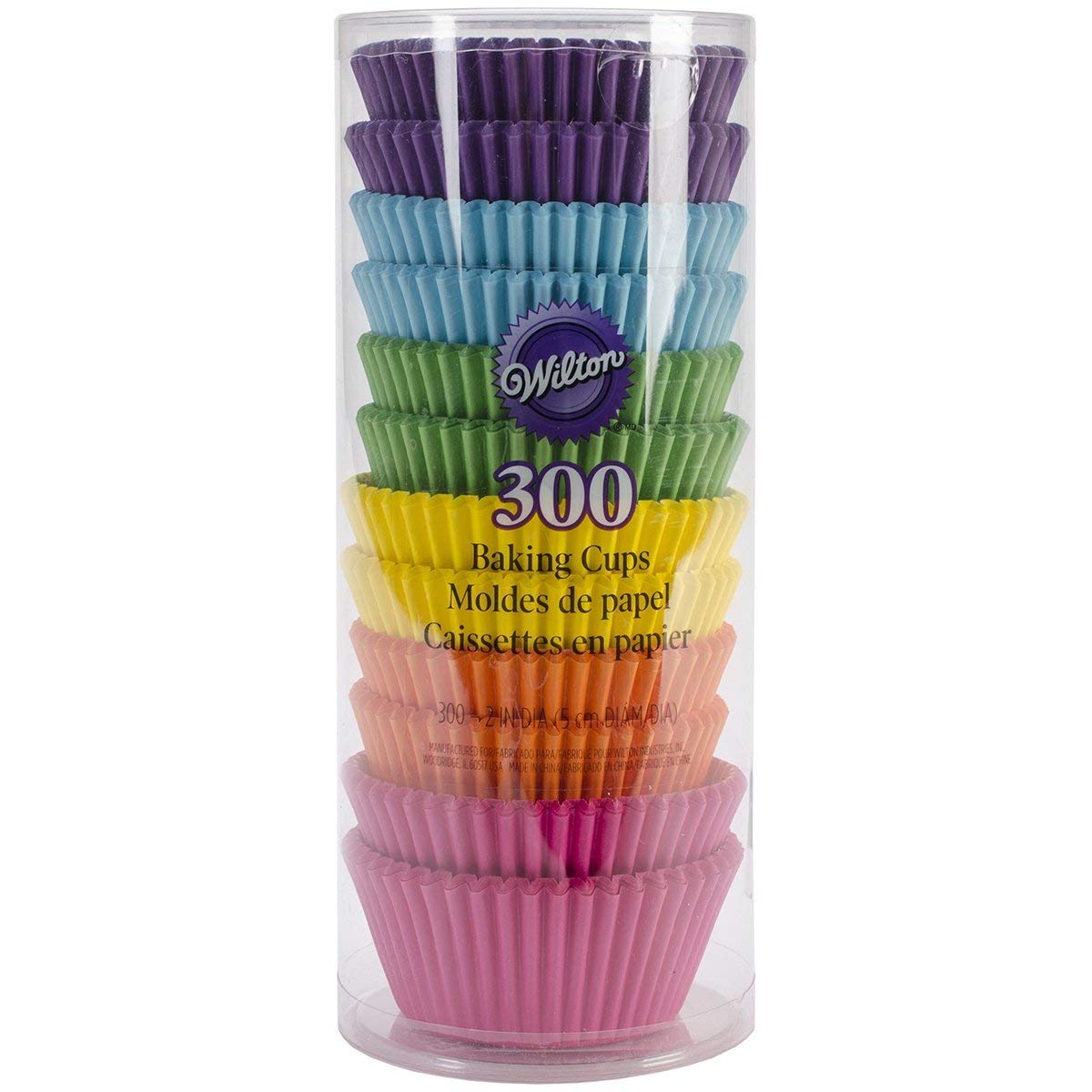 Wilton Standard Cupcake Liners - 300 Count Rainbow Bright Baking Cups for Muffins, Cupcakes & Party Treats - Perfect for Baking, Birthday Parties & Holiday Desserts