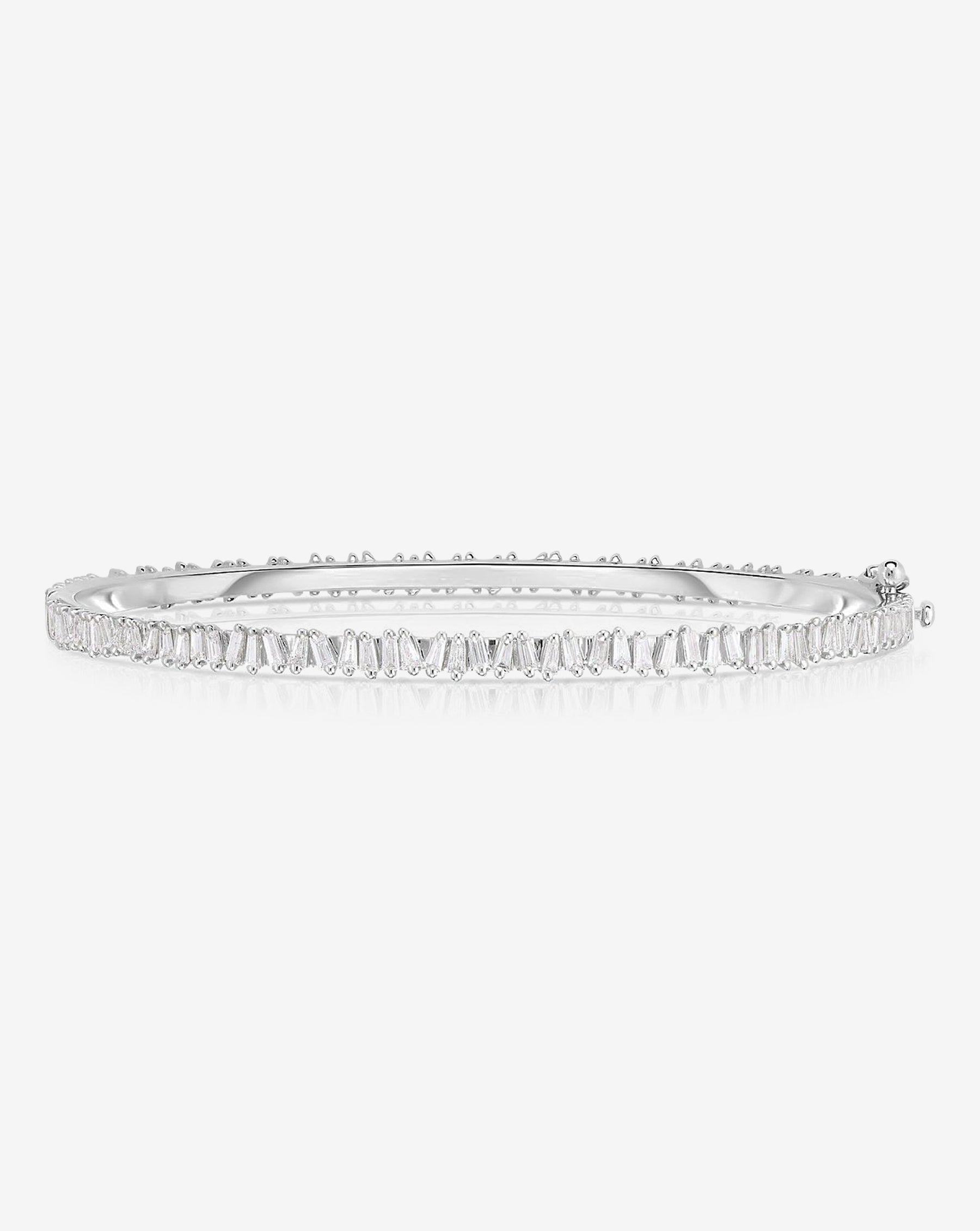 Elegant Baguette Ridge Bangle Bracelet for Women - Stackable Gold & Silver Jewelry - Perfect for Parties, Weddings & Everyday Wear