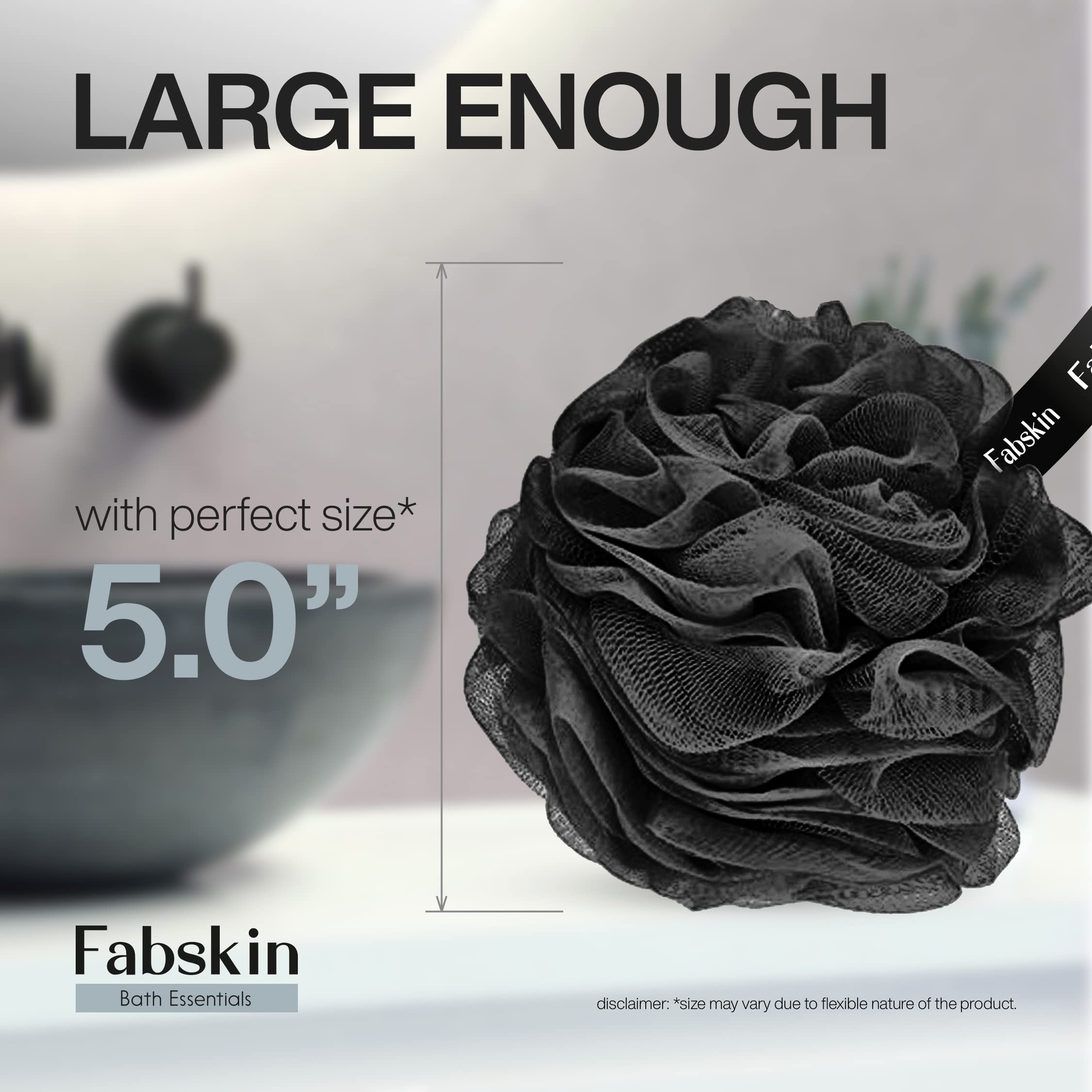Premium Luxury Loofah Bath Sponge for Men & Women - Exfoliating Body Scrubber for Smooth Skin | Pack of 3 (Black & White) | Foaming Shower Sponge | Made in India | Perfect for Daily Shower Routine & Spa-Like Experience