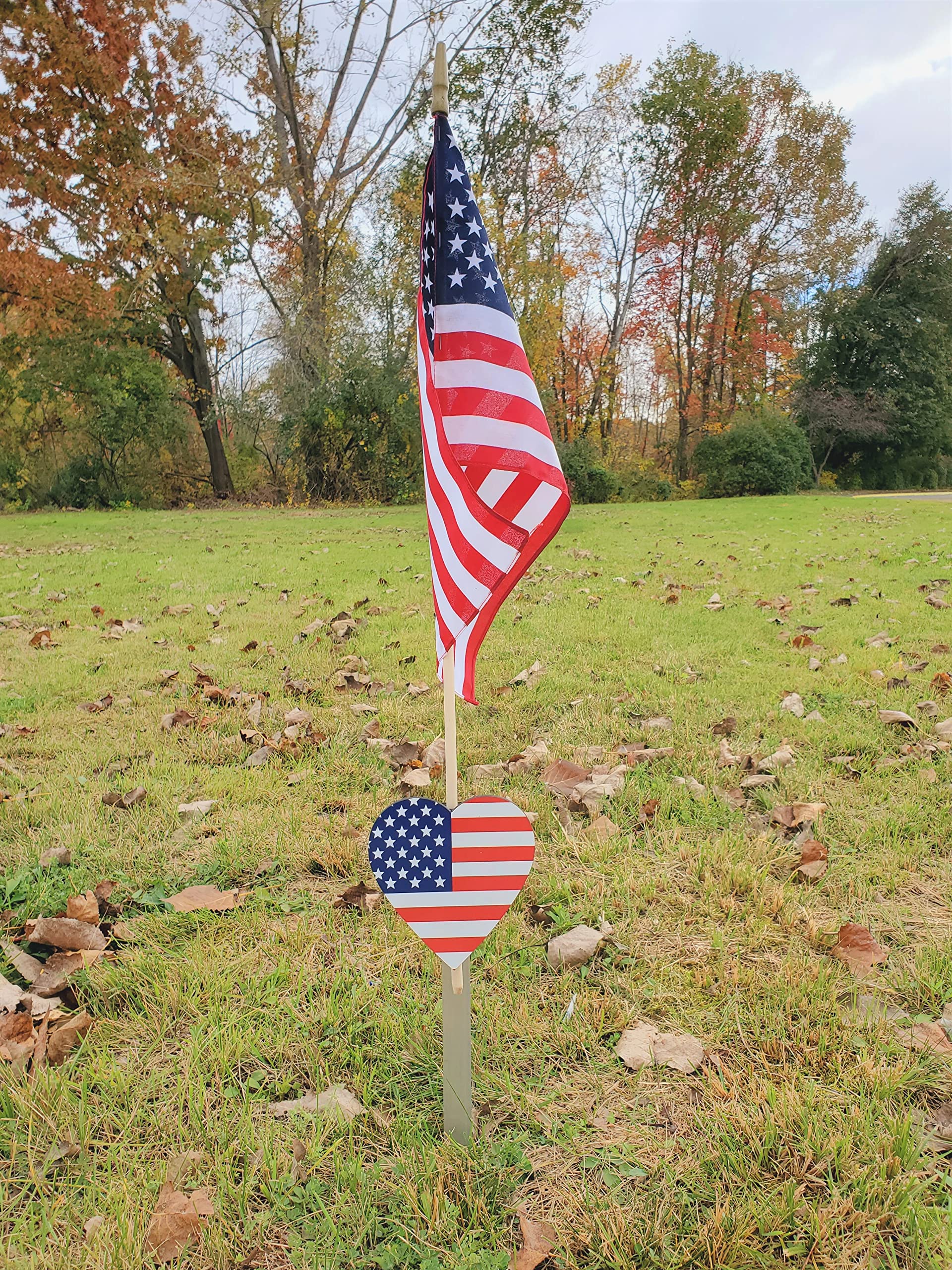 Roventeur Military Flag Pole Holder with American Flag - Heavy Duty Outdoor Flag Stand for Patriotic Decor, Veterans Day, Memorial Day, and Home Garden Display