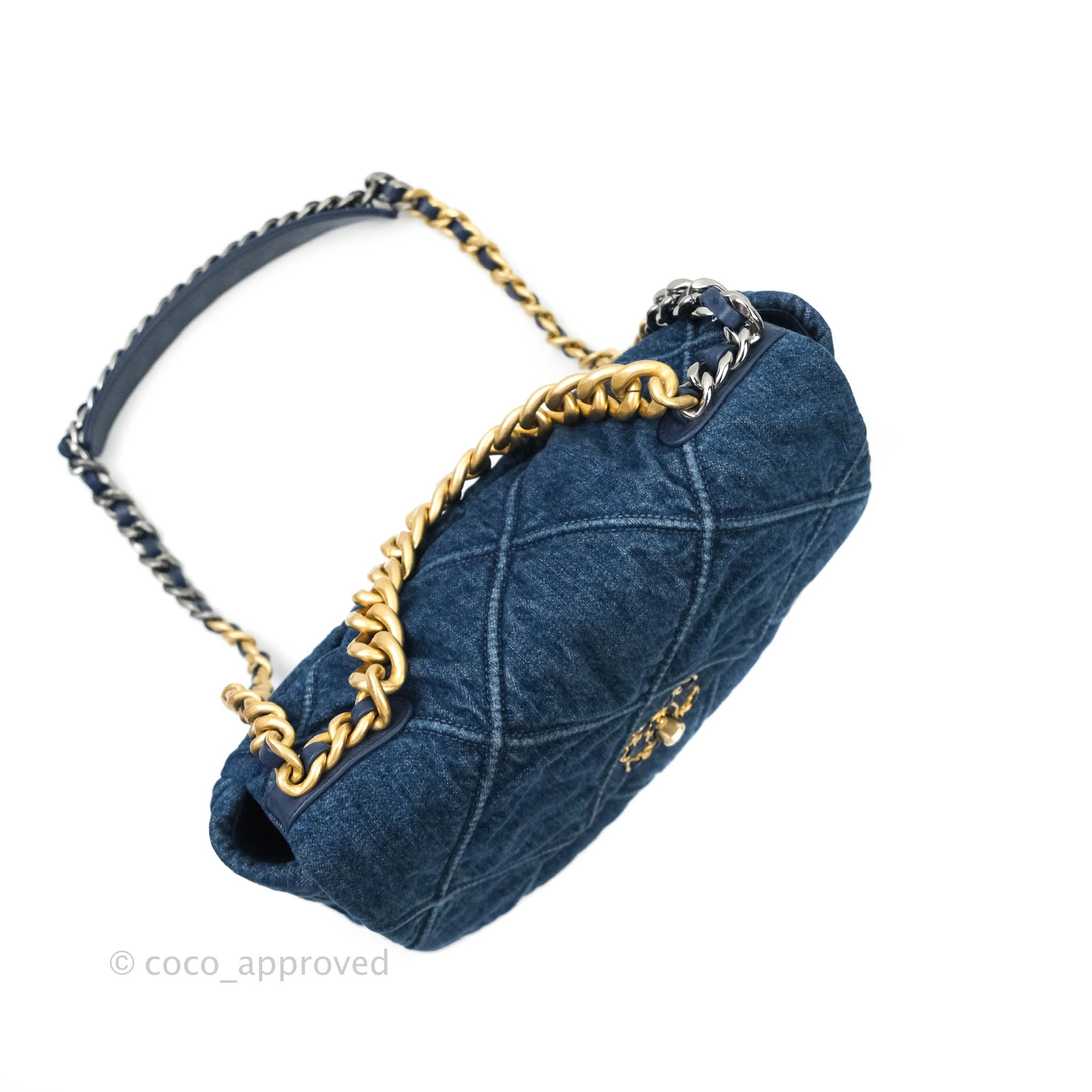 Chanel 19 Medium Flap Bag in Dark Denim with Mixed Hardware - Luxury Designer Handbag for Women, Perfect for Work, Travel & Evening Events
