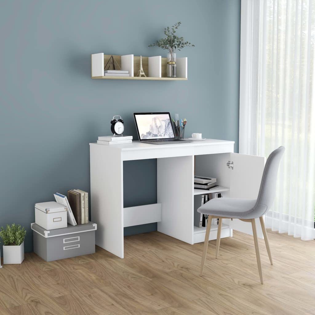 Modern Home Office Computer Desk with Storage Shelf & Spacious Work Surface - 39.4