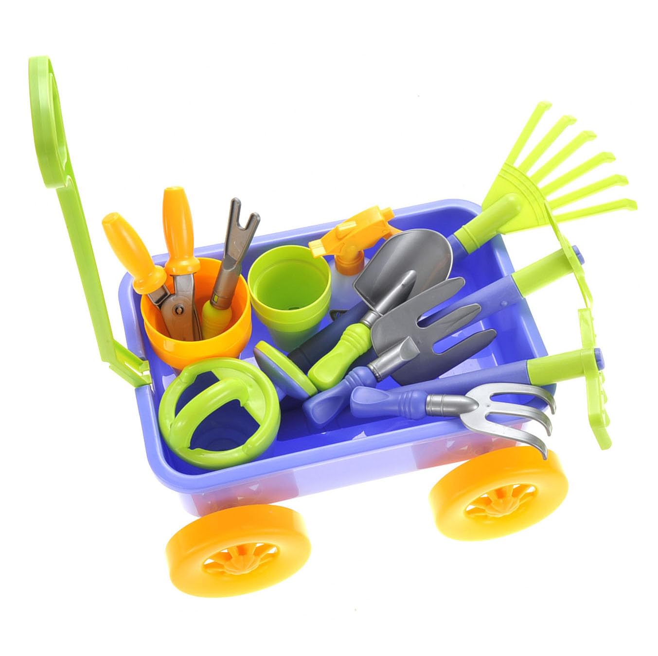 PowerTRC 15-Piece Kids Gardening Toy Set with Wagon - Outdoor Toddler Garden Tools for Sand, Beach & Yard Play - Pretend Play, Outdoor Activities & Educational Fun