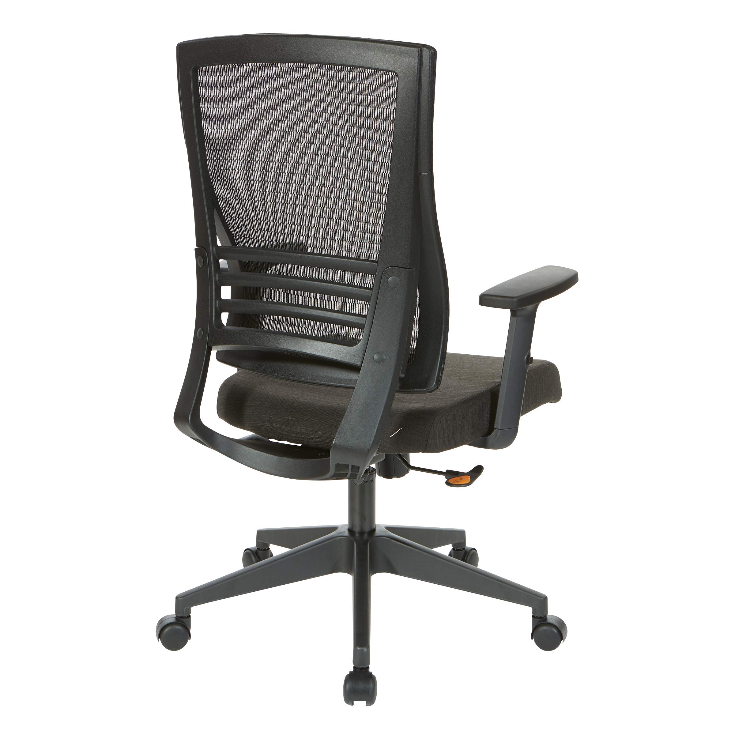 Office Star Ergonomic Mesh Back Office Chair with 2-to-1 Synchro Tilt Control & Adjustable Padded Arms - Breathable Linen Black Fabric & Black Frame - Perfect for Home Office, Workspace & Computer Desk