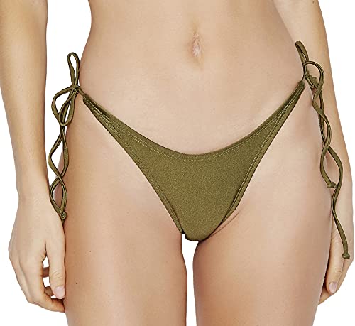 Rounded Waist Side Tie Cheeky - Shimmer Moss