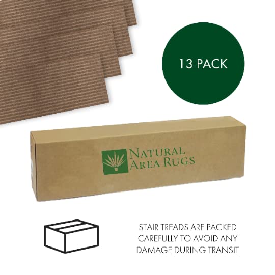 Halton Collection Dark Brown Non-Skid Rubber Backed Carpet Stair Treads - Natural Area Rugs, Chocolate 9