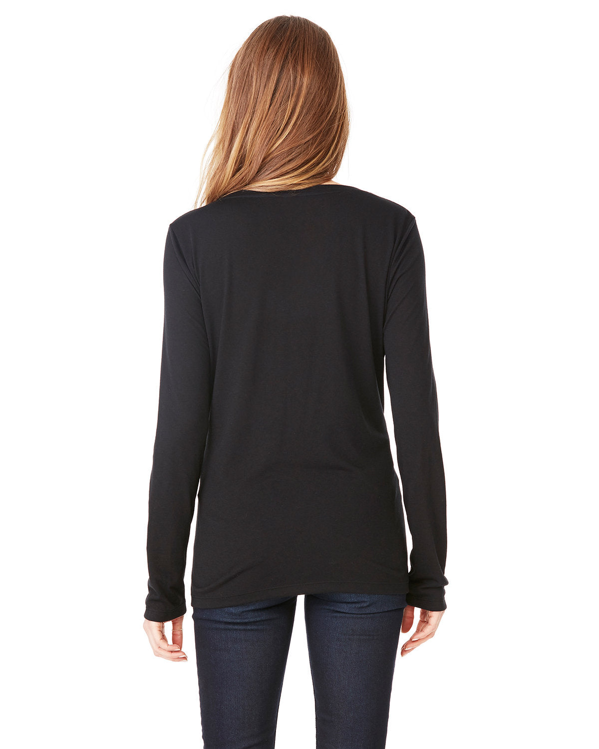 Bella + Canvas 8855 Women's Flowy Long Sleeve V-Neck T-Shirt - Soft & Comfortable Casual Top for Everyday Wear, Layering, and Outfits