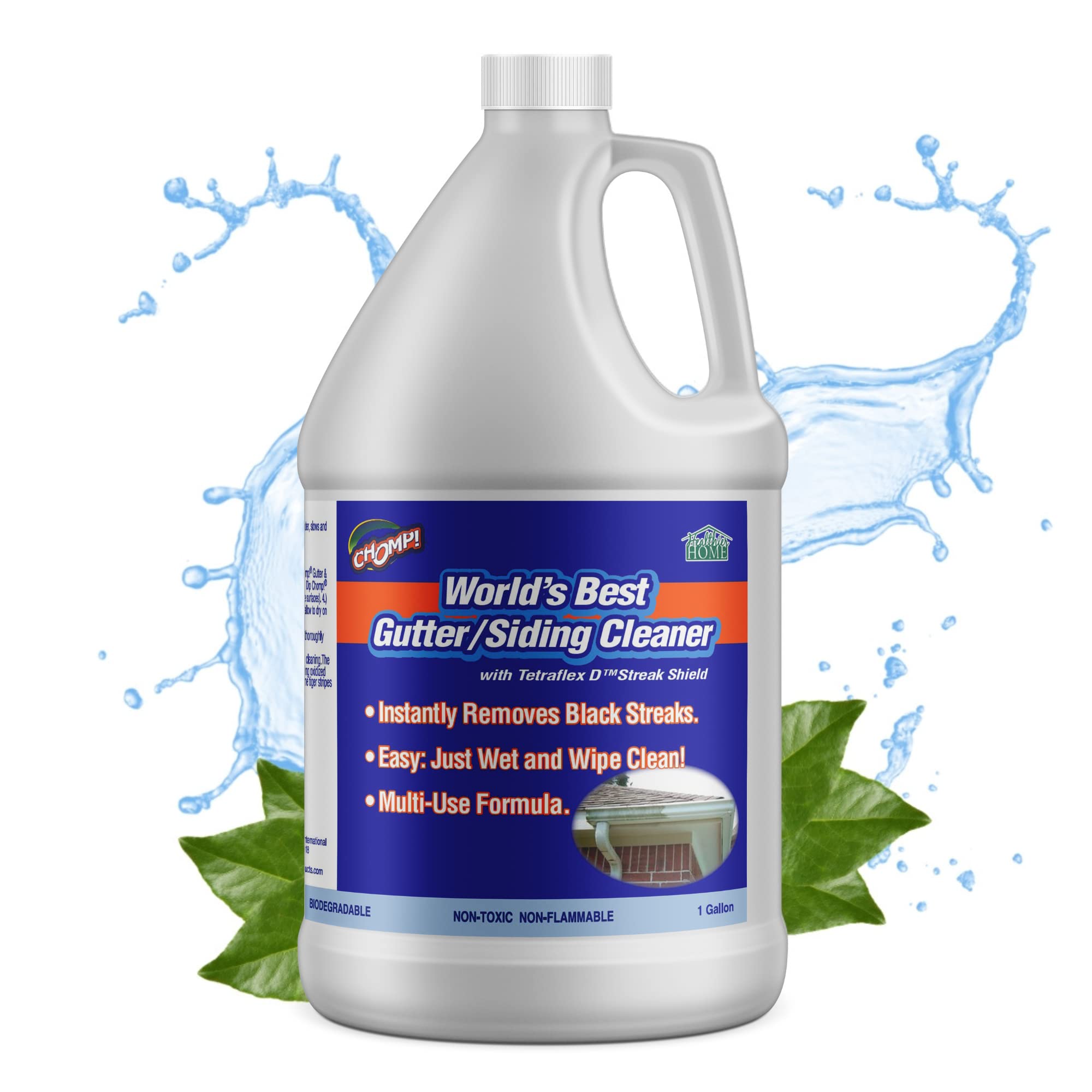 CHOMP! World’s Best Gutter Cleaner - Powerful Gutter Cleaning Solution for All Types of Rain Gutters, Siding & Metal Trim - Removes Black Streaks, Dirt & Grime Instantly - 1 Gallon - Perfect for Home Exterior Maintenance & Roof Cleaning