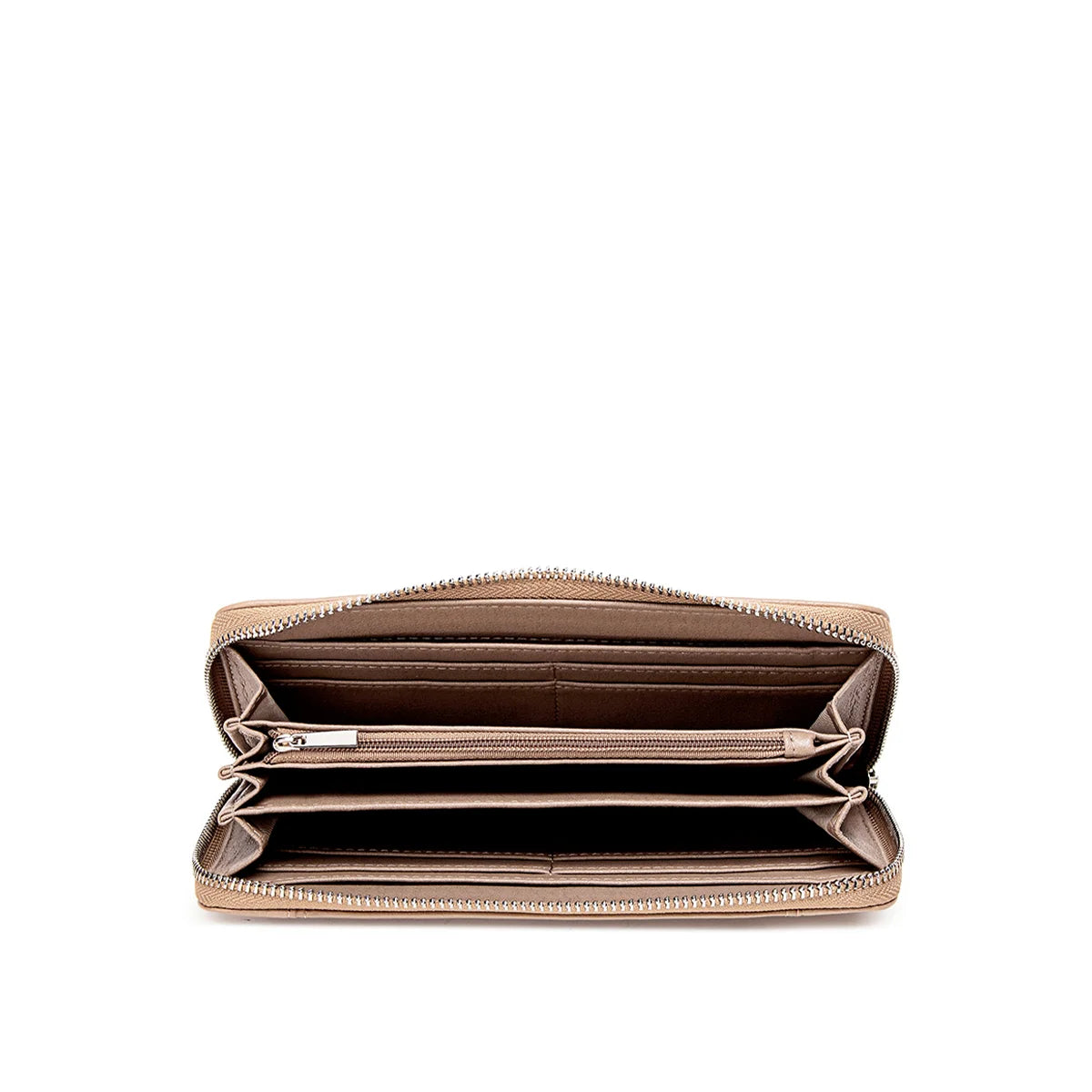 Mae Zip Wallet in Latte Pebbled Leather - Stylish & Secure Compact Wallet for Everyday Use, Travel, and Business