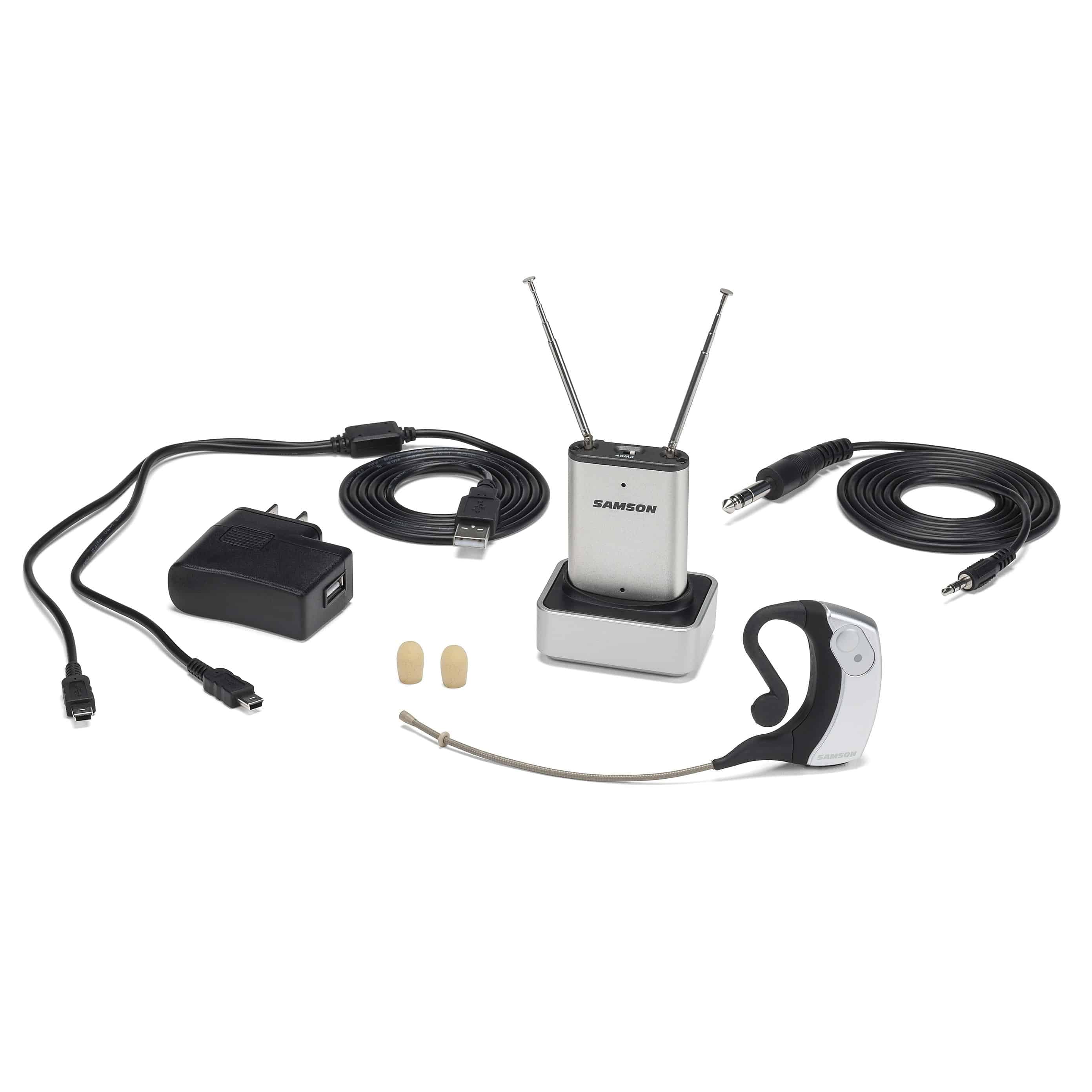 Samson MediaTrack USB 4-Channel Audio Mixer with AirLine Micro Earset Microphone System - Perfect for Podcasting, Live Streaming & Home Studio Recording