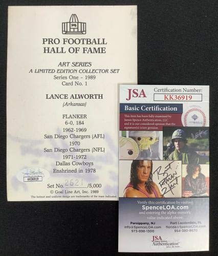 Lance Alworth Signed GLAC Goal Line Art Football Card - San Diego Chargers HOF Autograph with JSA COA - NFL Collectible Memorabilia for Fans, Display, and Investment
