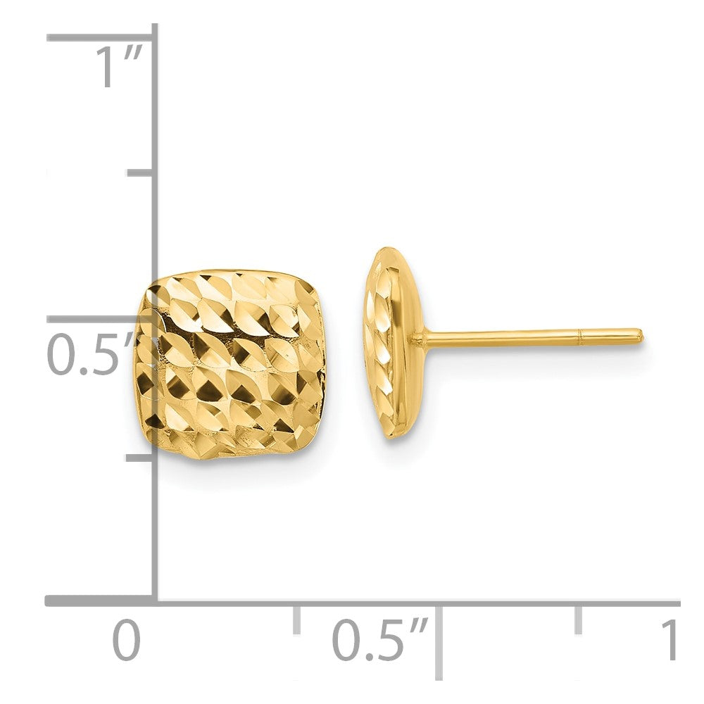 Gold Diamond Cut Square Post Earrings for Women - Elegant Cubic Zirconia Studs (Model YE2182) | Perfect for Weddings, Parties & Daily Wear